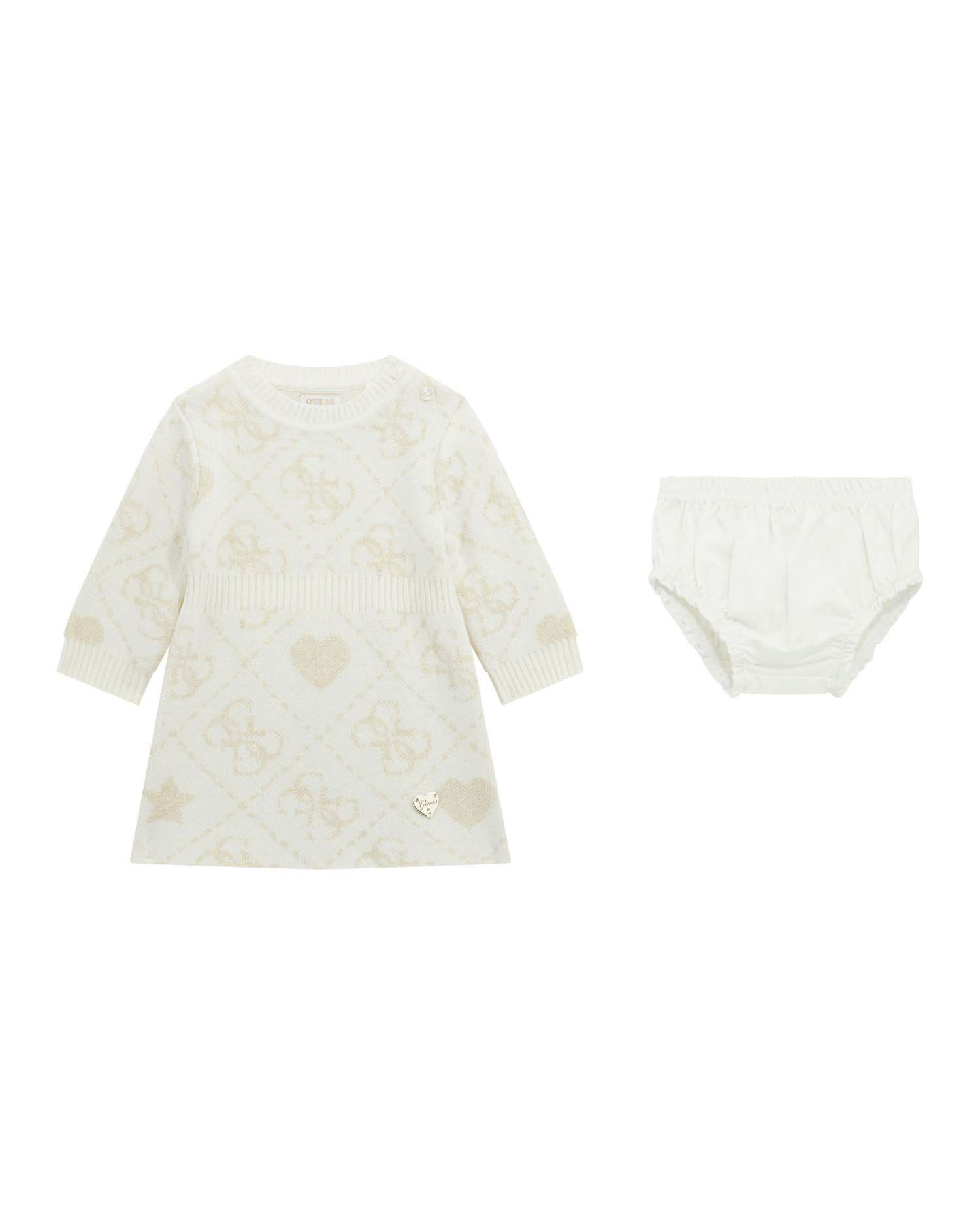 Abito Guess in maglia bianco e oro con culotte