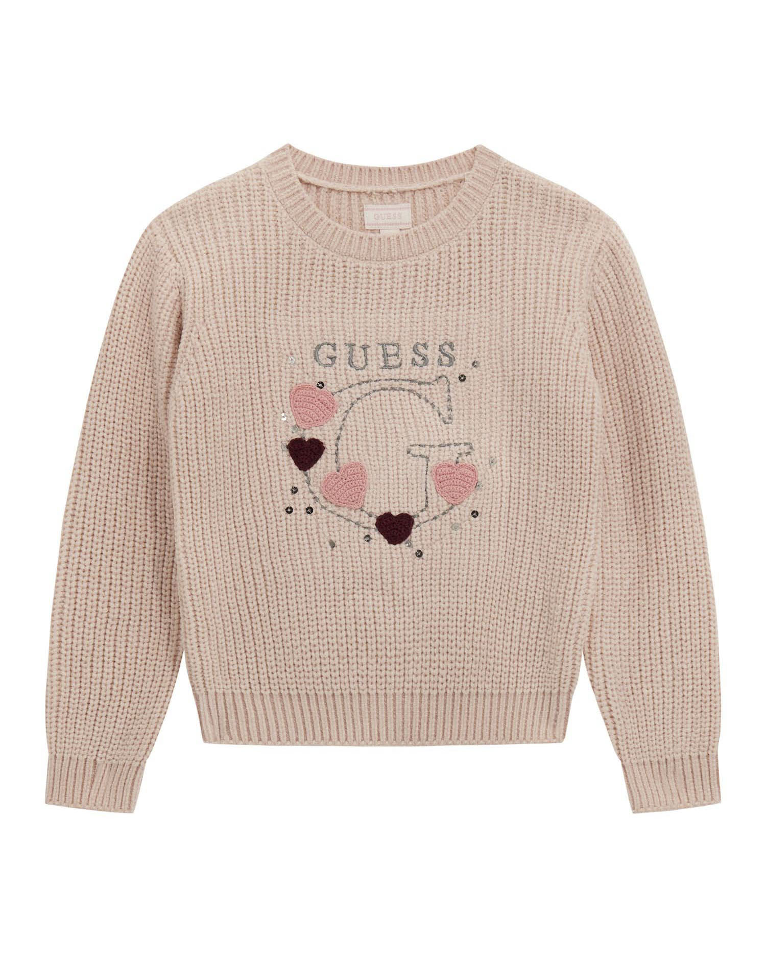 Maglione Guess in ciniglia rosa tricot