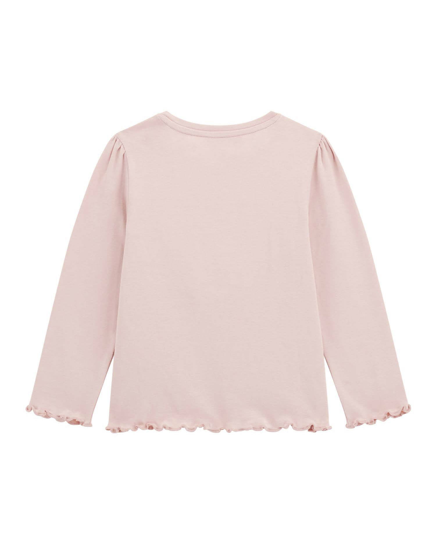 T-shirt Guess in cotone stretch rosa con cuore in rilievo image