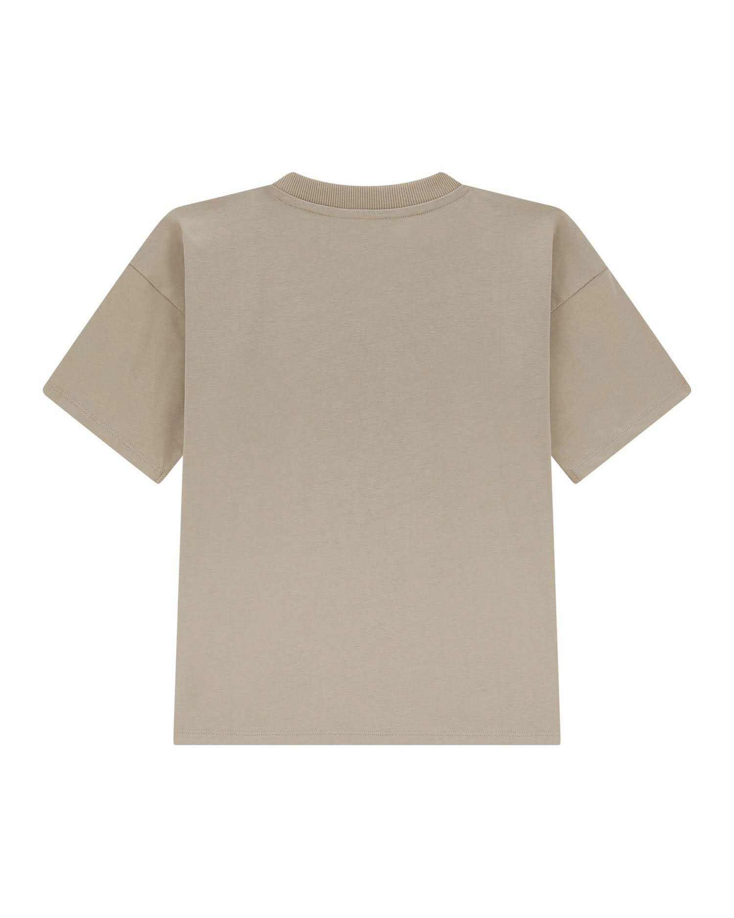 T-shirt Guess color sabbia mezza manica in puro cotone con placca logo image