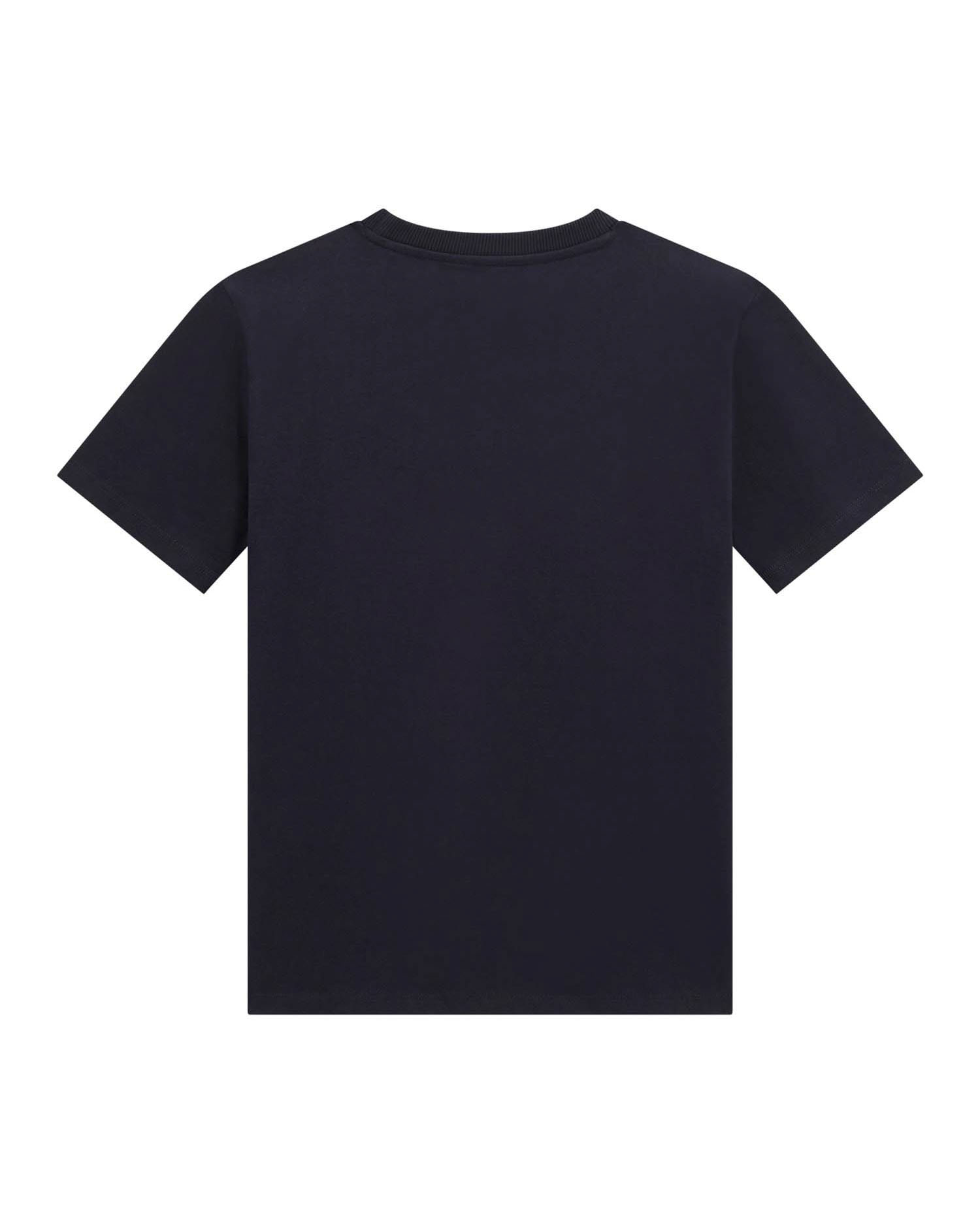 T-shirt Guess blu mezza manica in puro cotone con scritta azzurra image