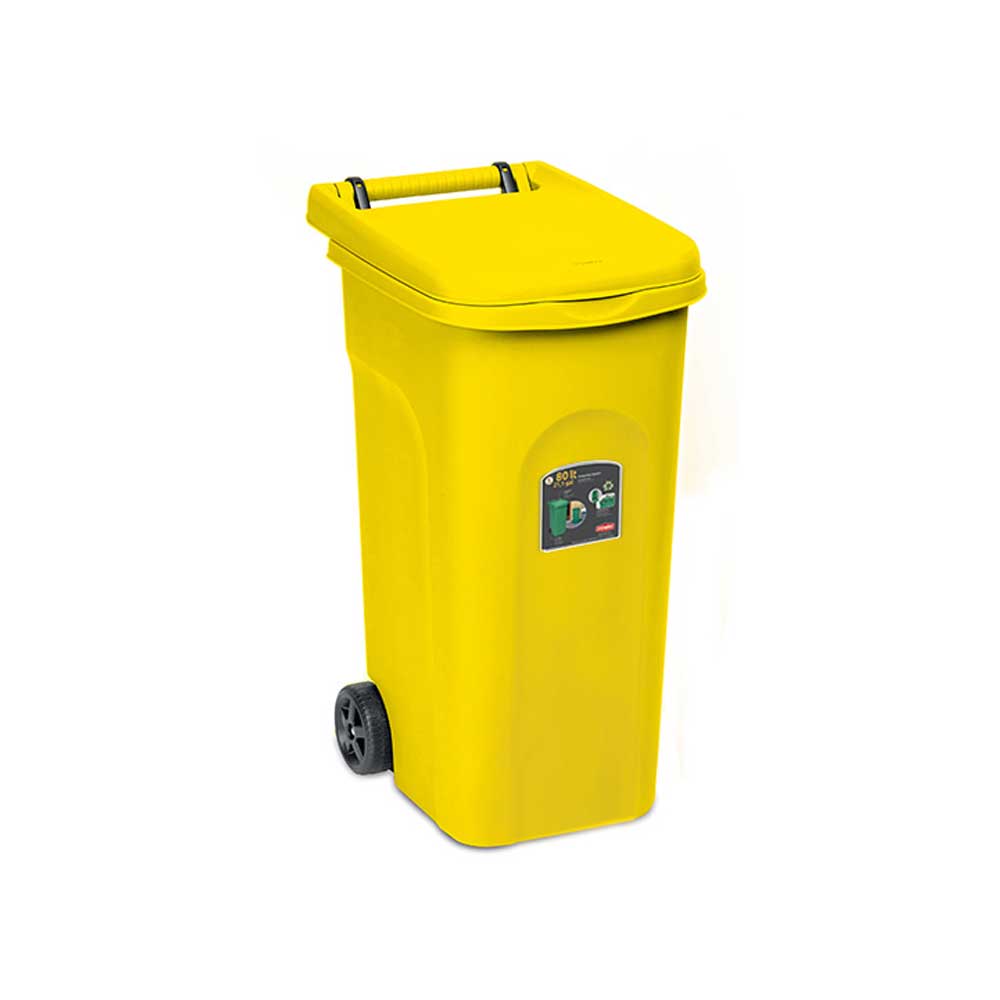 Stefanplast Pattumiera Urban Eco System In Plastica Con Pedale E Ruote 80 Lt Colore Giallo