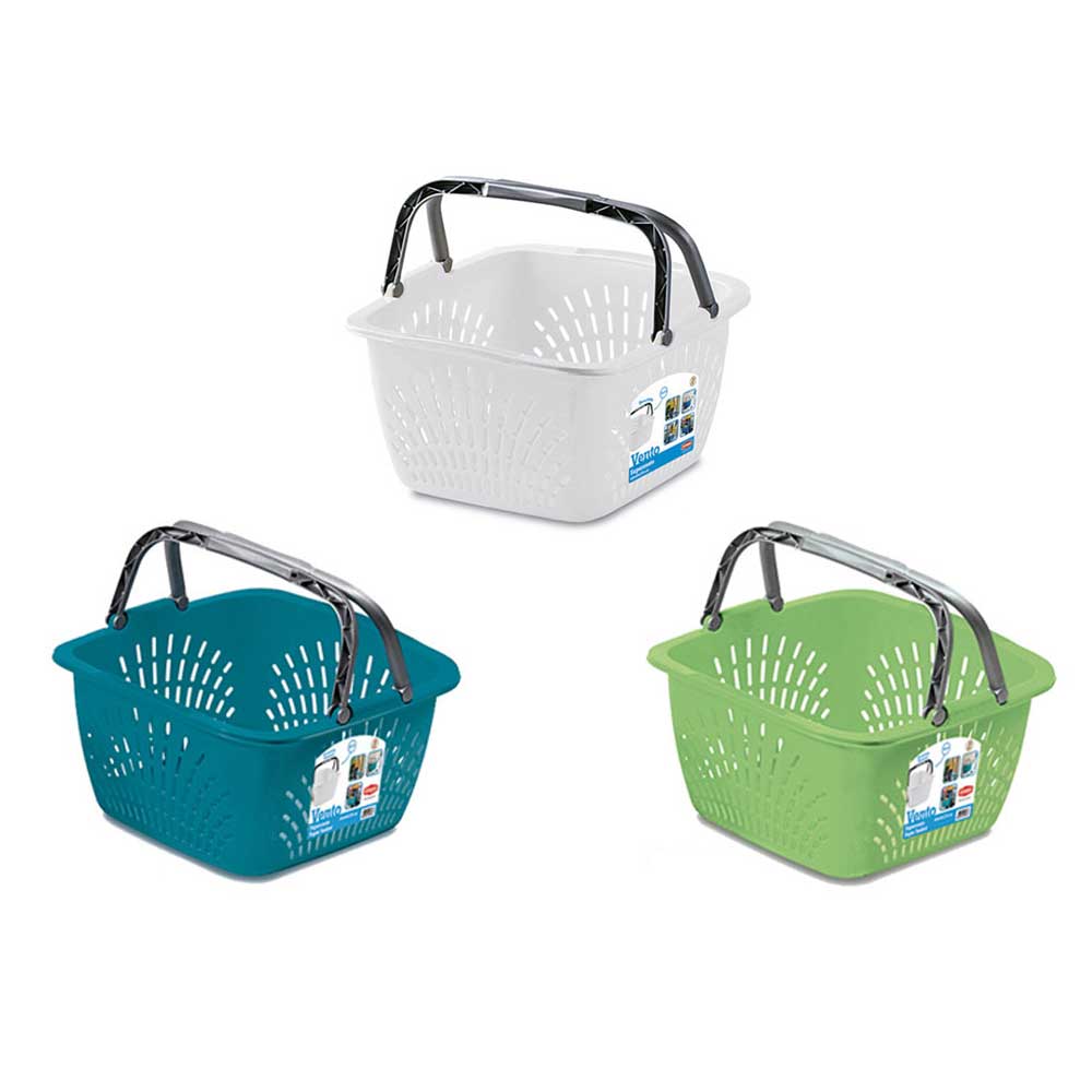 Stefanplast Cesto Vento Traforato In Plastica Con Manici 40x40x23h 18,5 Lt Colori Assortiti