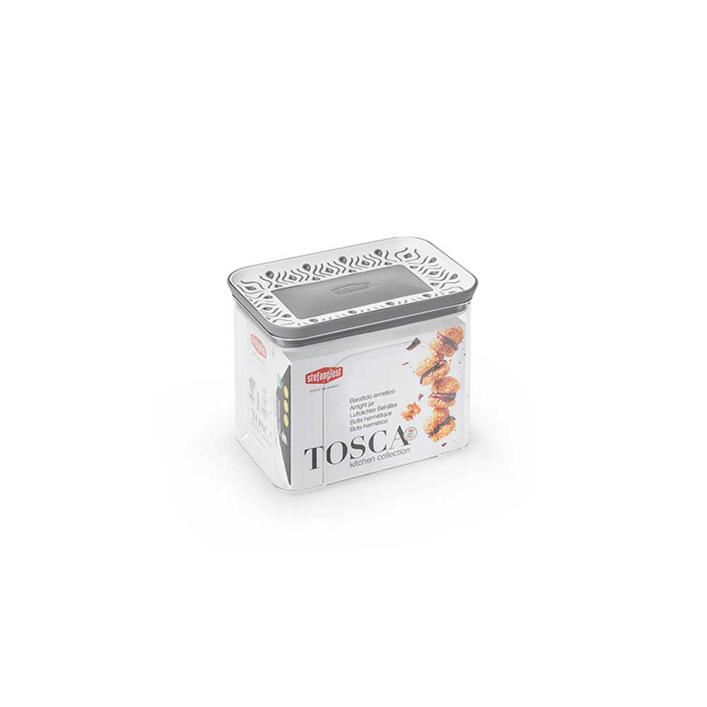 Stefanplast Barattolo Rettangolare Con Coperchio Tosca In Plastica 1,2 Lt Colore Grigio