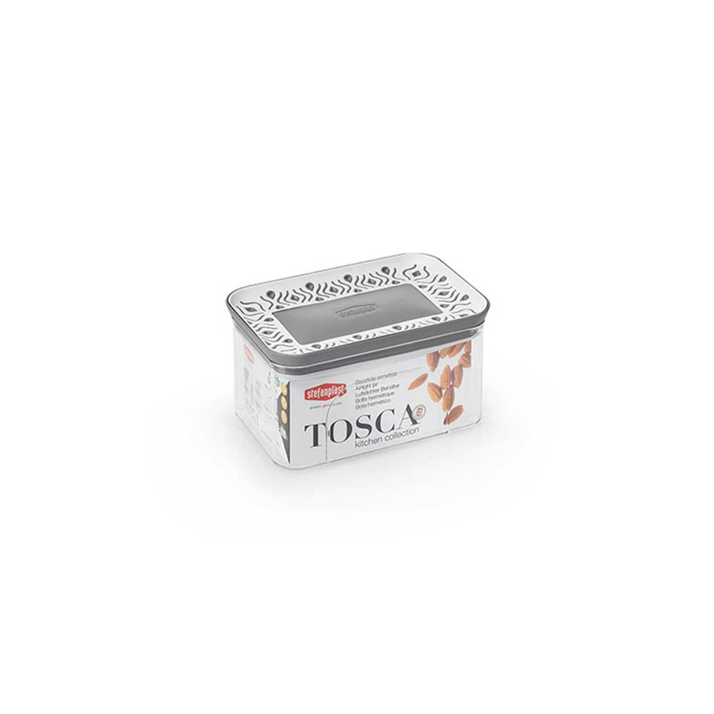 Stefanplast Barattolo Rettangolare Con Coperchio Tosca In Plastica 0,7 Lt Colore Grigio