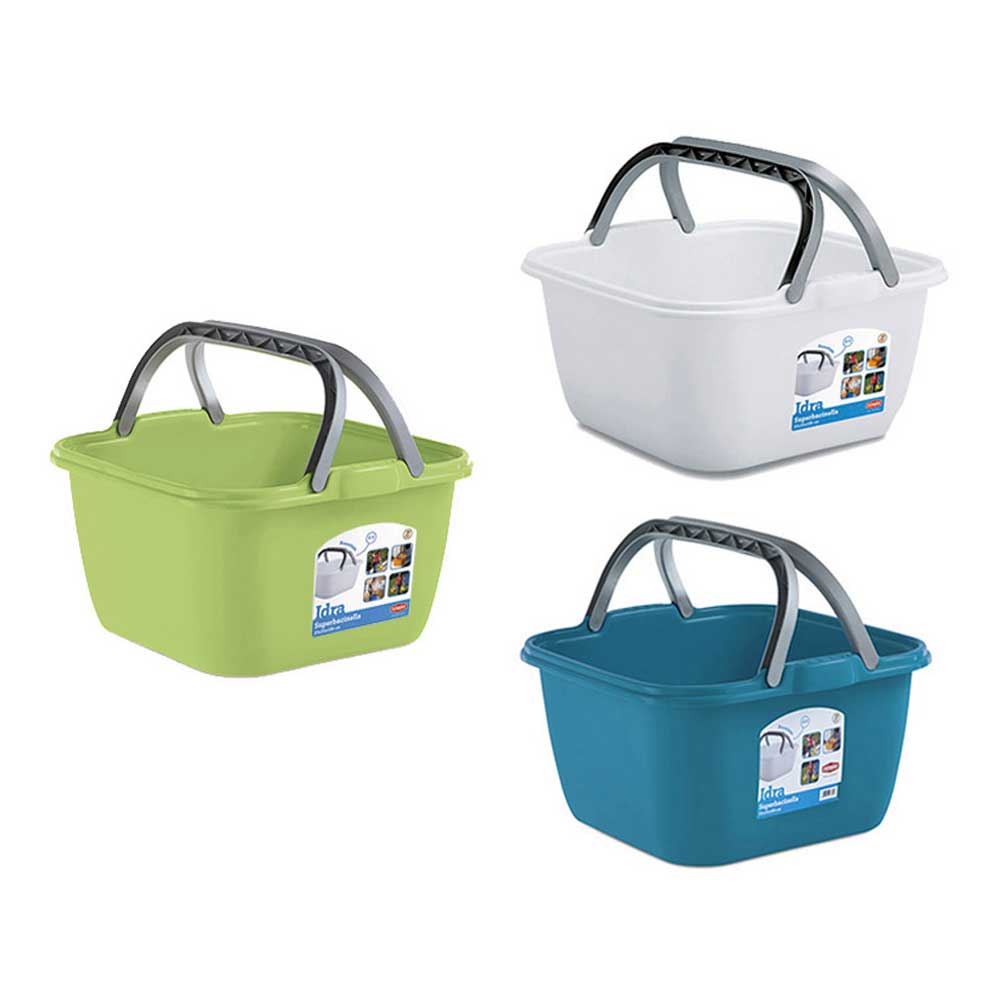 Stefanplast Bacinella Idra In Plastica Con Manici 35x35x18h 14 Lt Colori Assortiti