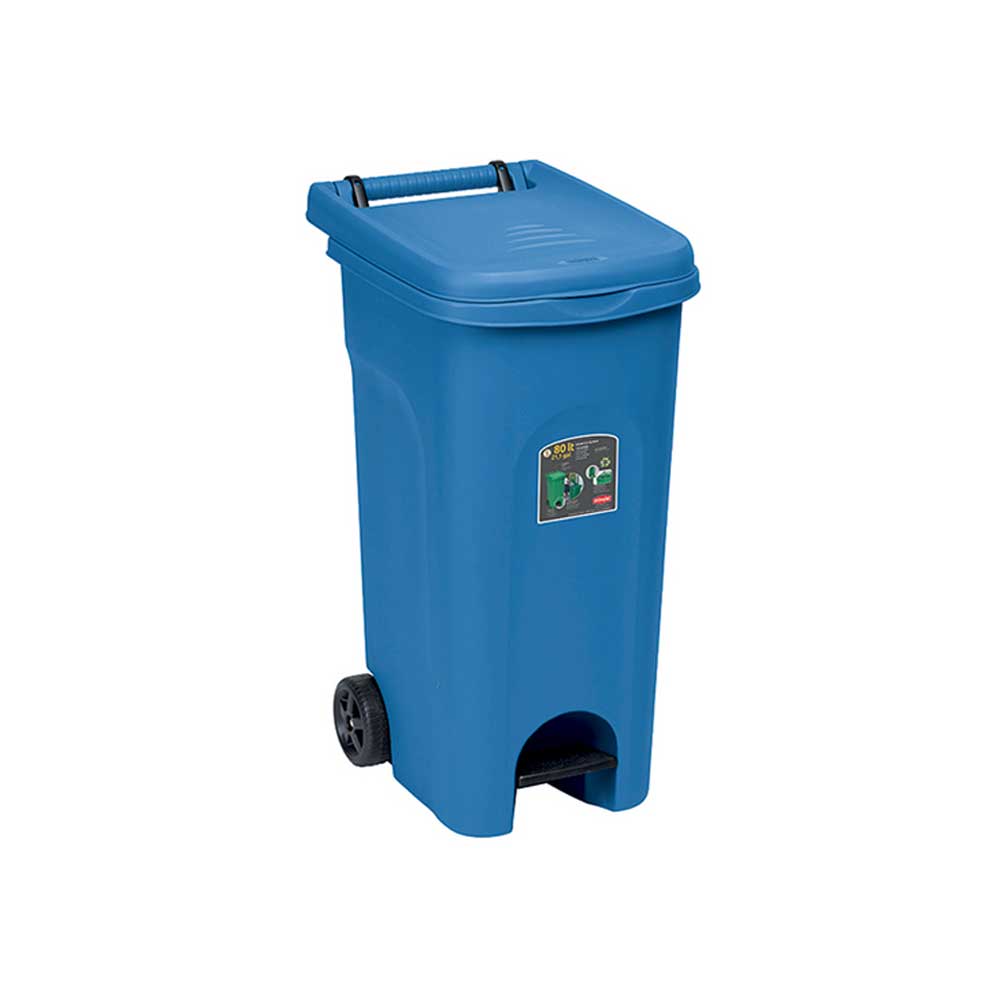 Stefanplast Pattumiera Urban Eco System In Plastica Con Pedale E Ruote 80 Lt Colore Blu