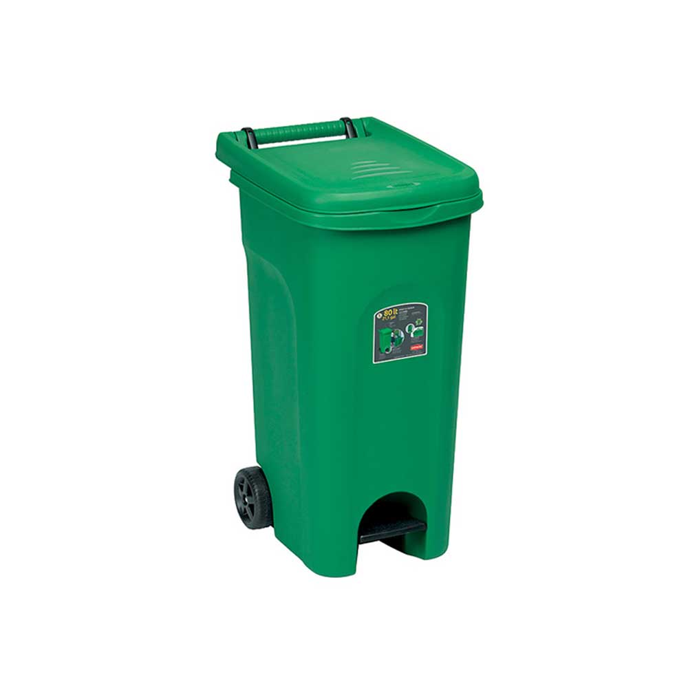 Stefanplast Pattumiera Urban Eco System In Plastica Con Pedale E Ruote 80 Lt Colore Verde