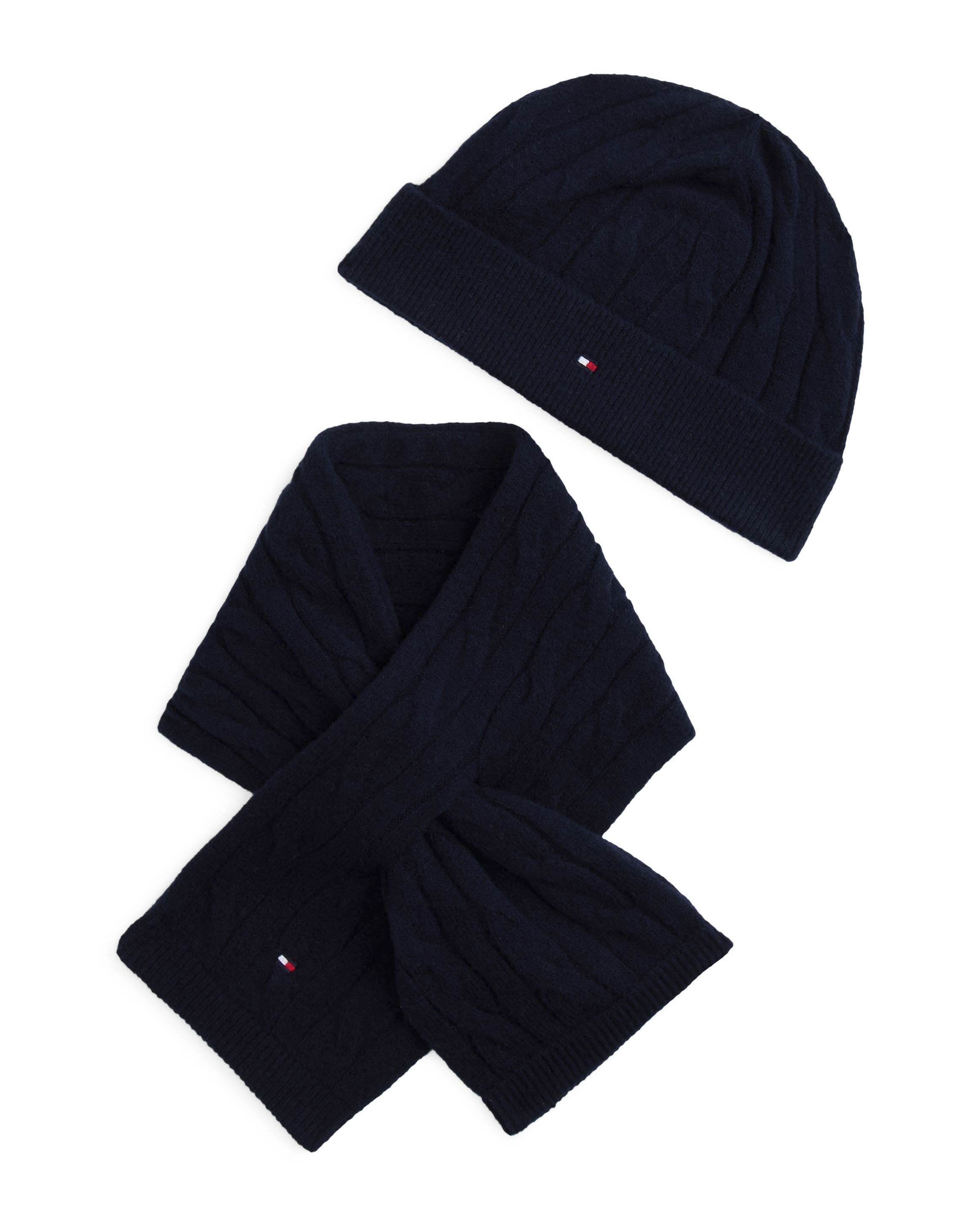 Set cappello e sciarpa Tommy Hilfiger blu in misto cotone