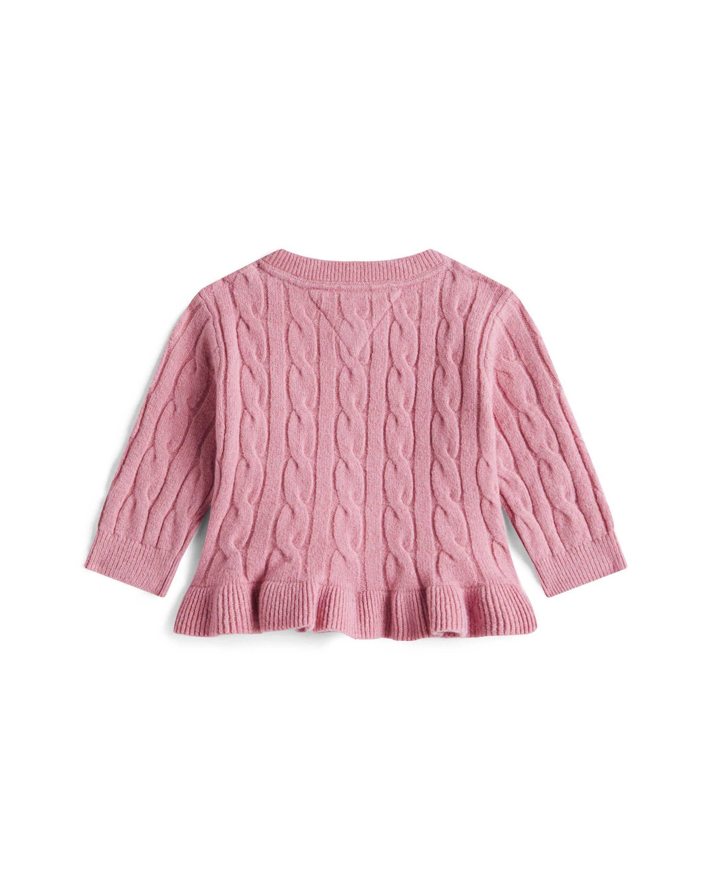 Cardigan Tommy Hilfiger rosa a trecce con volant image
