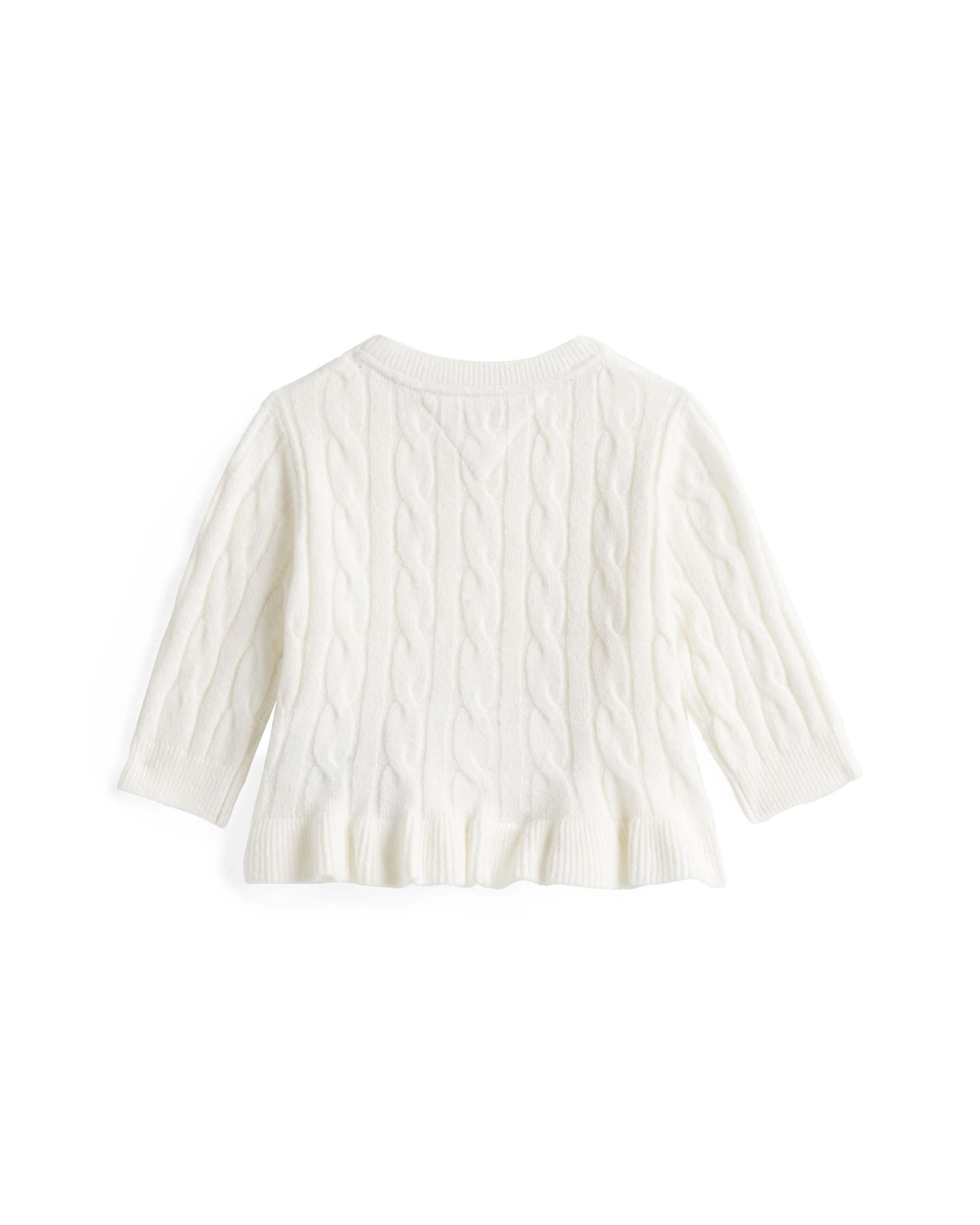 Cardigan Tommy Hilfiger bianco a trecce con volant image