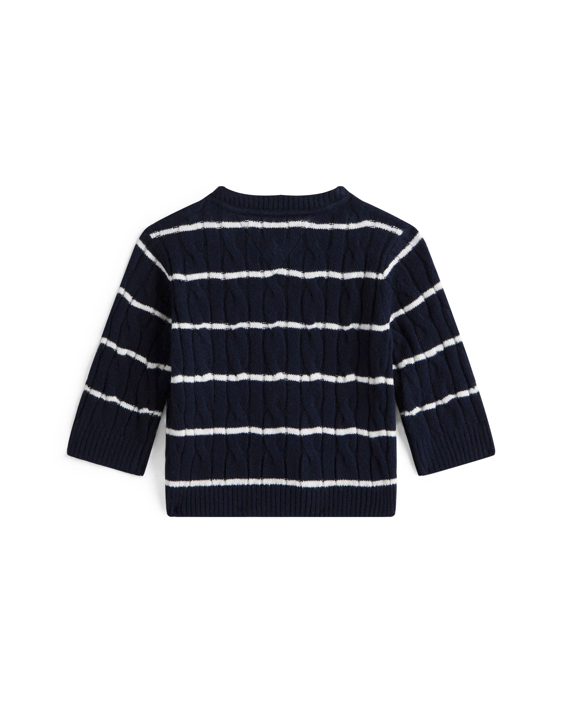 Maglioncino Tommy Hilfiger a righe blu e bianco in misto cotone image