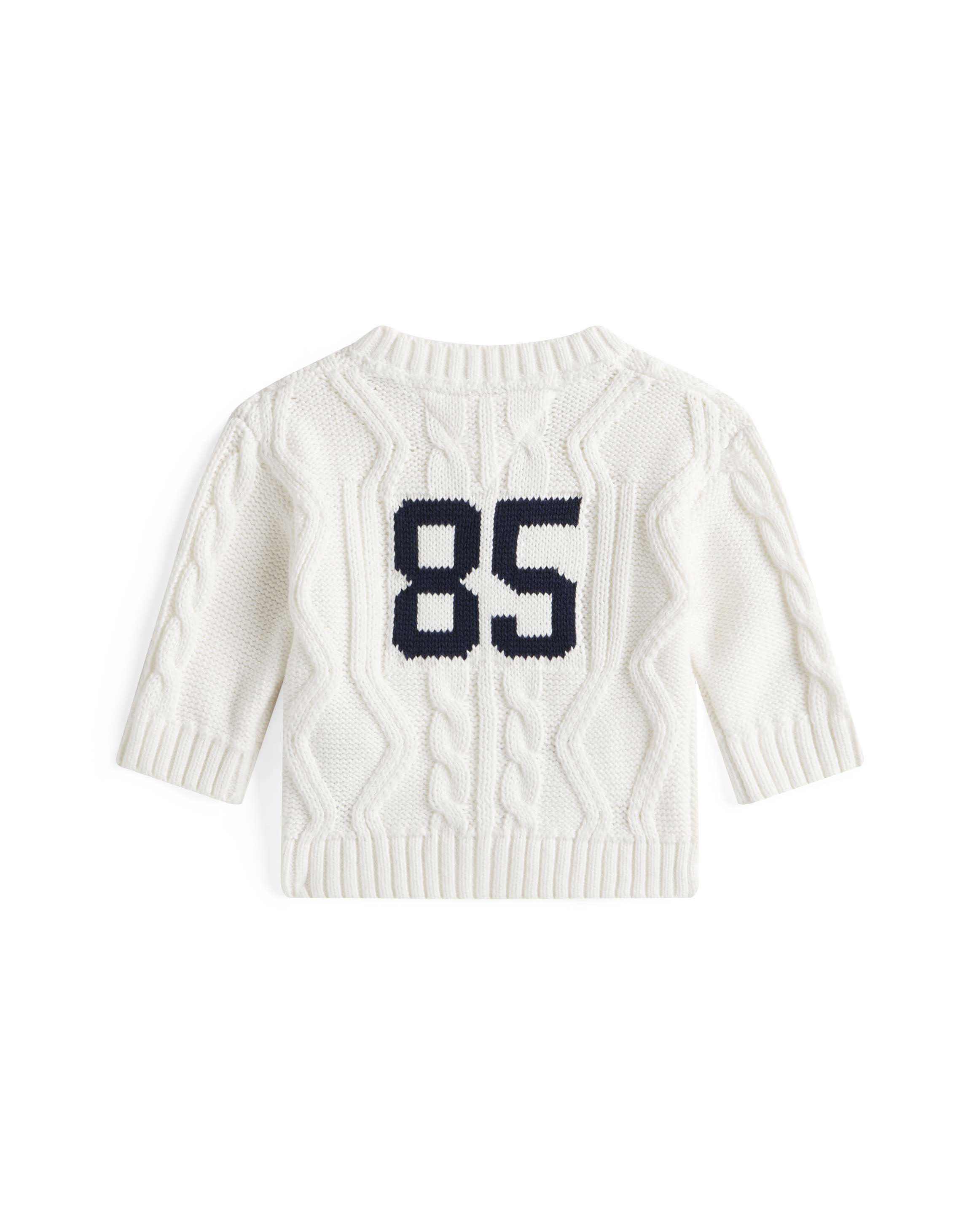 Cardigan Tommy Hilfiger bianco a trecce in misto cotone image