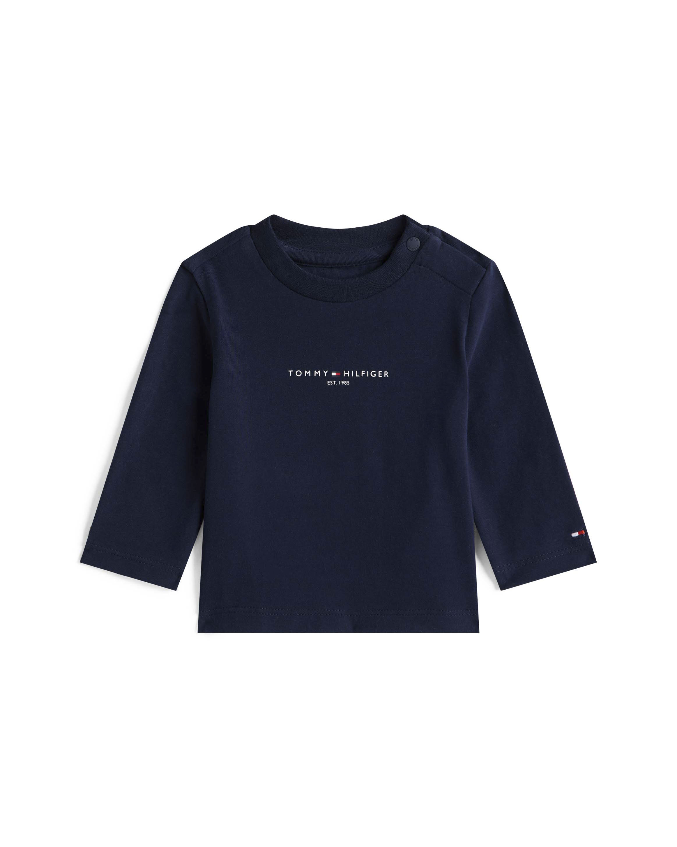 Maglia Tommy Hilfiger blu in cotone stretch a maniche lunghe