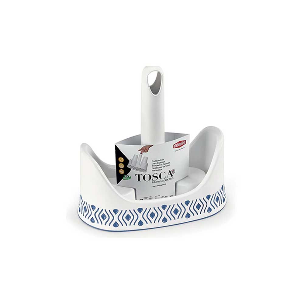 Stefanplast Porta Bicchieri Tosca In Plastica 23x13x23h Cm Colore Bianco E Blu