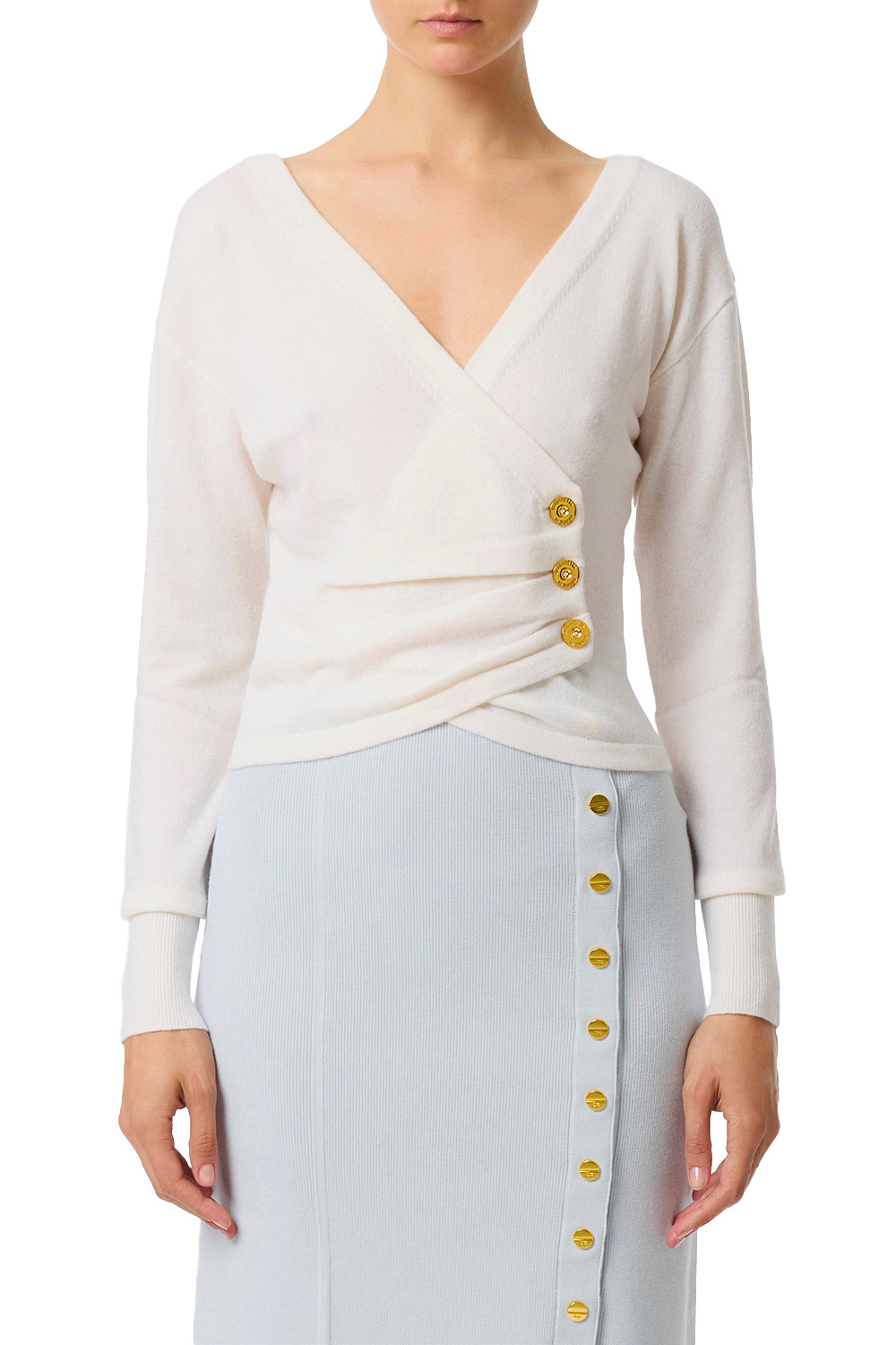 Maglia in Misto Cachemire con Bottoni Gioiello