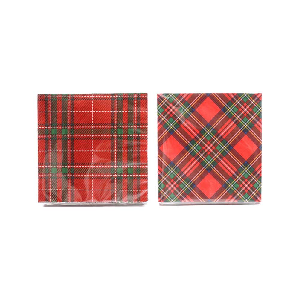 Mercury 20 Tovaglioli Motivo Scozzese 33x33 Cm Colore Rosso E Verde Disegni Assortiti