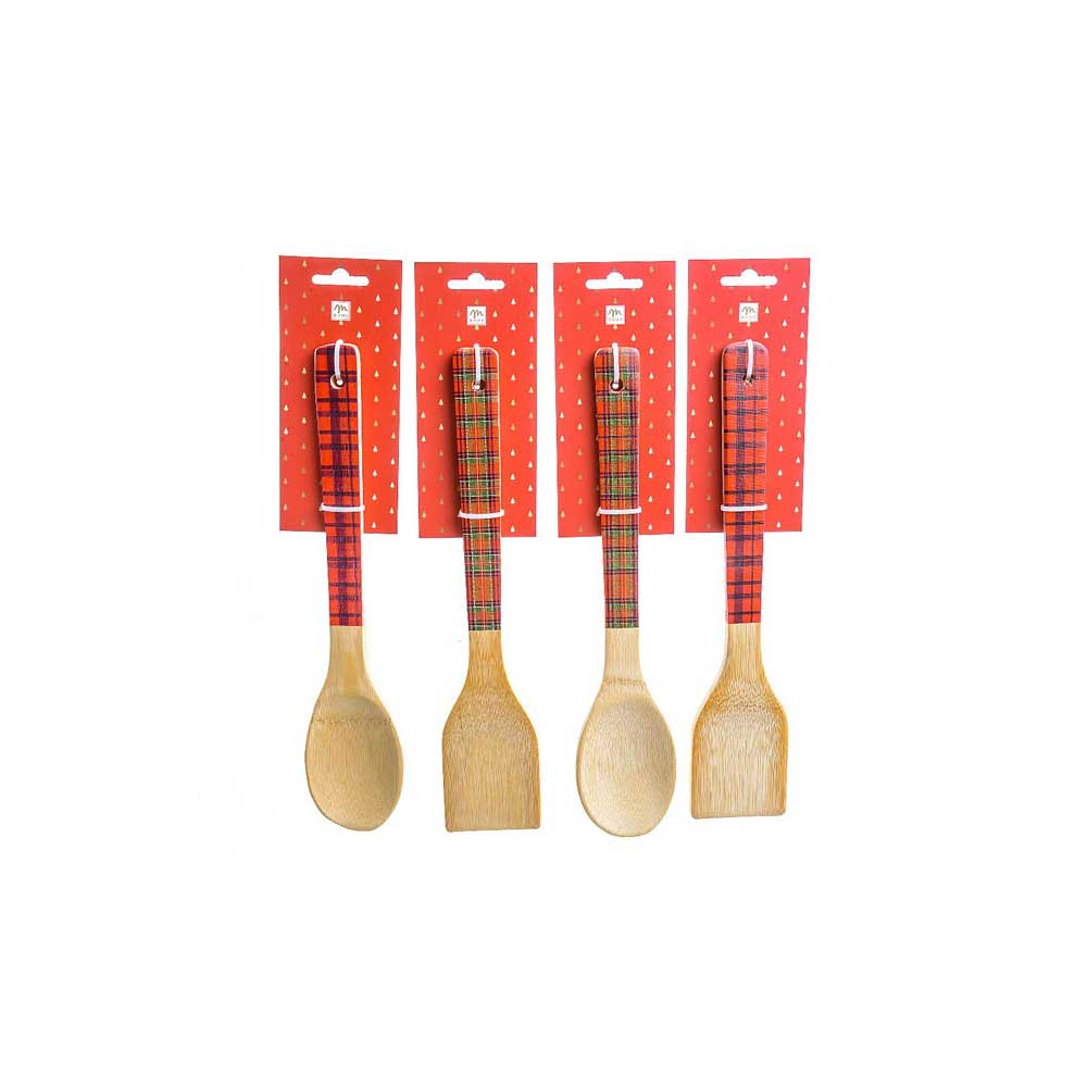 Mercury Mestolo Da Cucina In Bamboo Motivo Scozzese 30x6 Cm Colori Assortiti