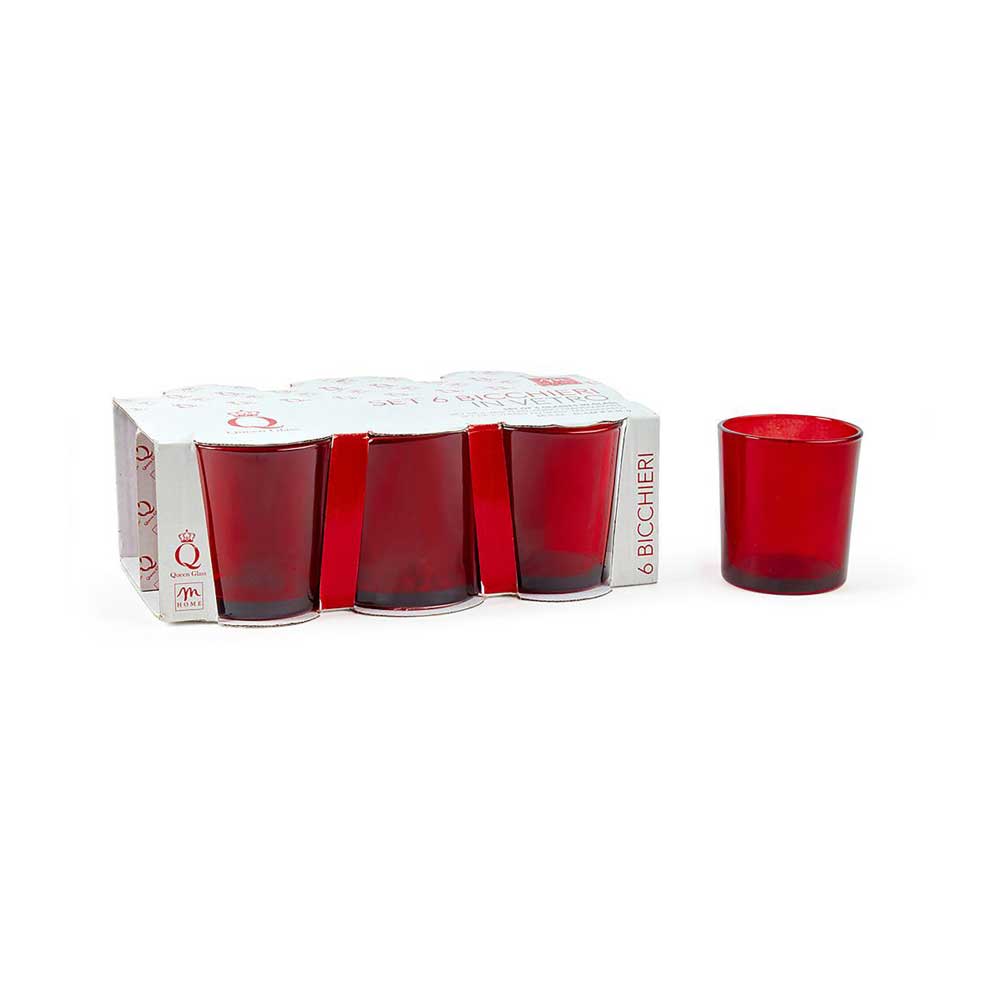 Mercury 6 Bicchieri In Vetro 265 Ml Colore Rosso