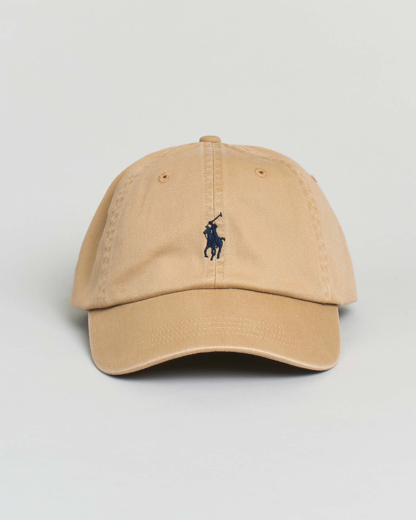 Cappellino beige Polo Ralph Lauren in cotone con logo ricamato sul frontino a contrasto di colore
