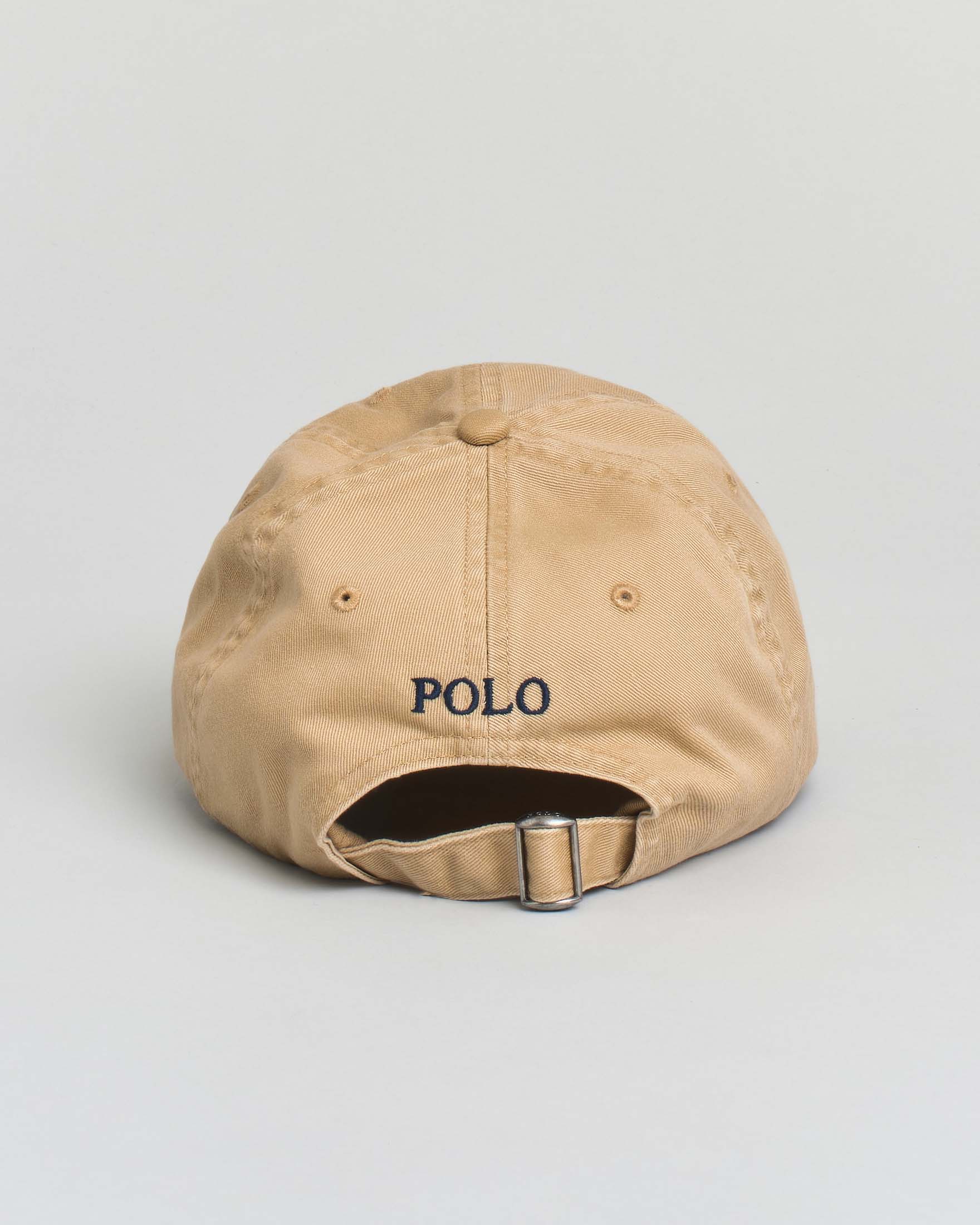 Cappellino beige Polo Ralph Lauren in cotone con logo ricamato sul frontino a contrasto di colore image