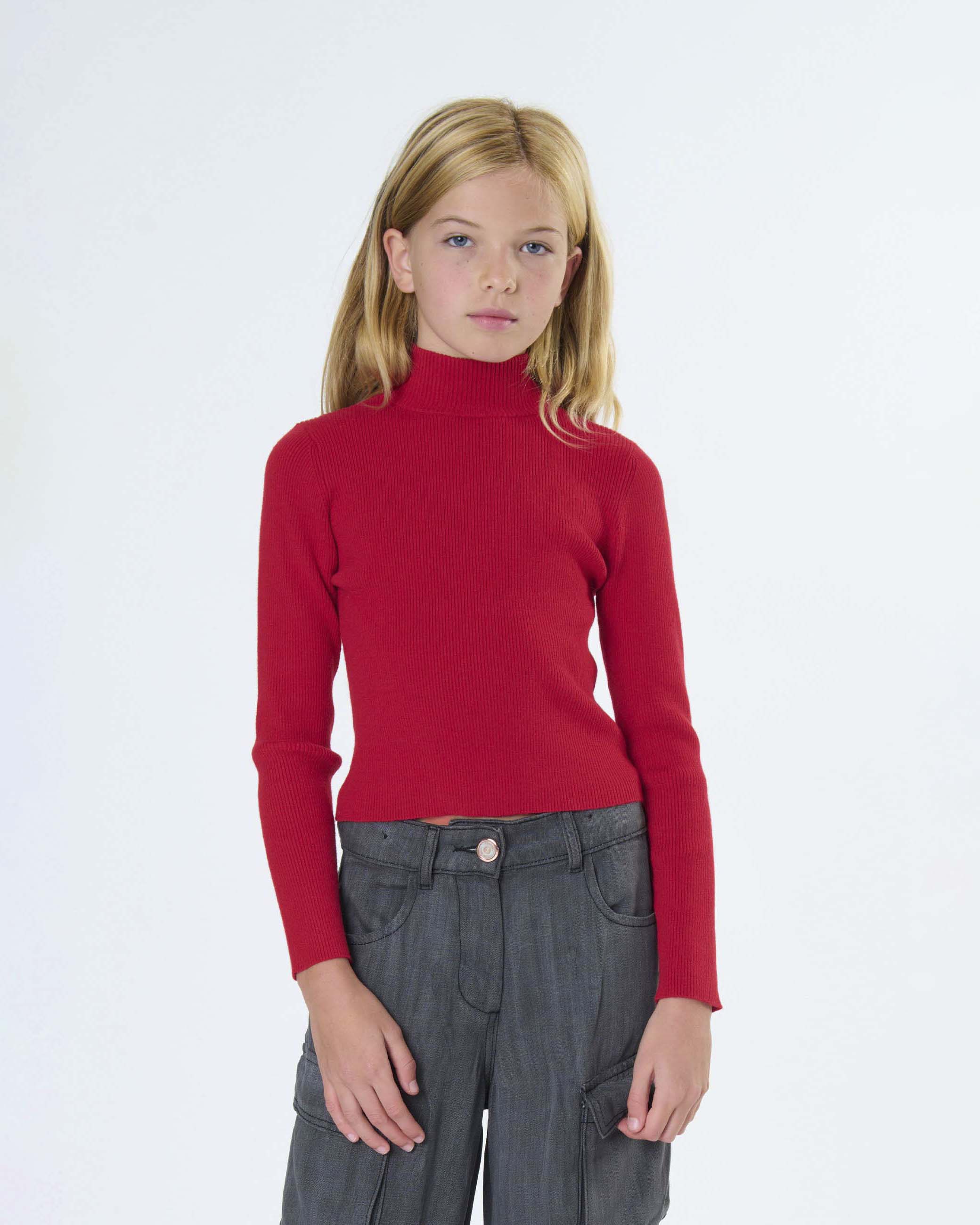 Maglia lupetto To be Too rossa a costine in misto viscosa