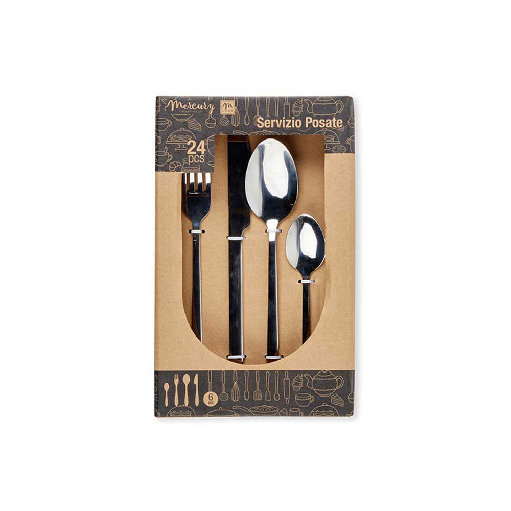 Mercury Servizio Di 24 Posate In Acciaio Colore Argento