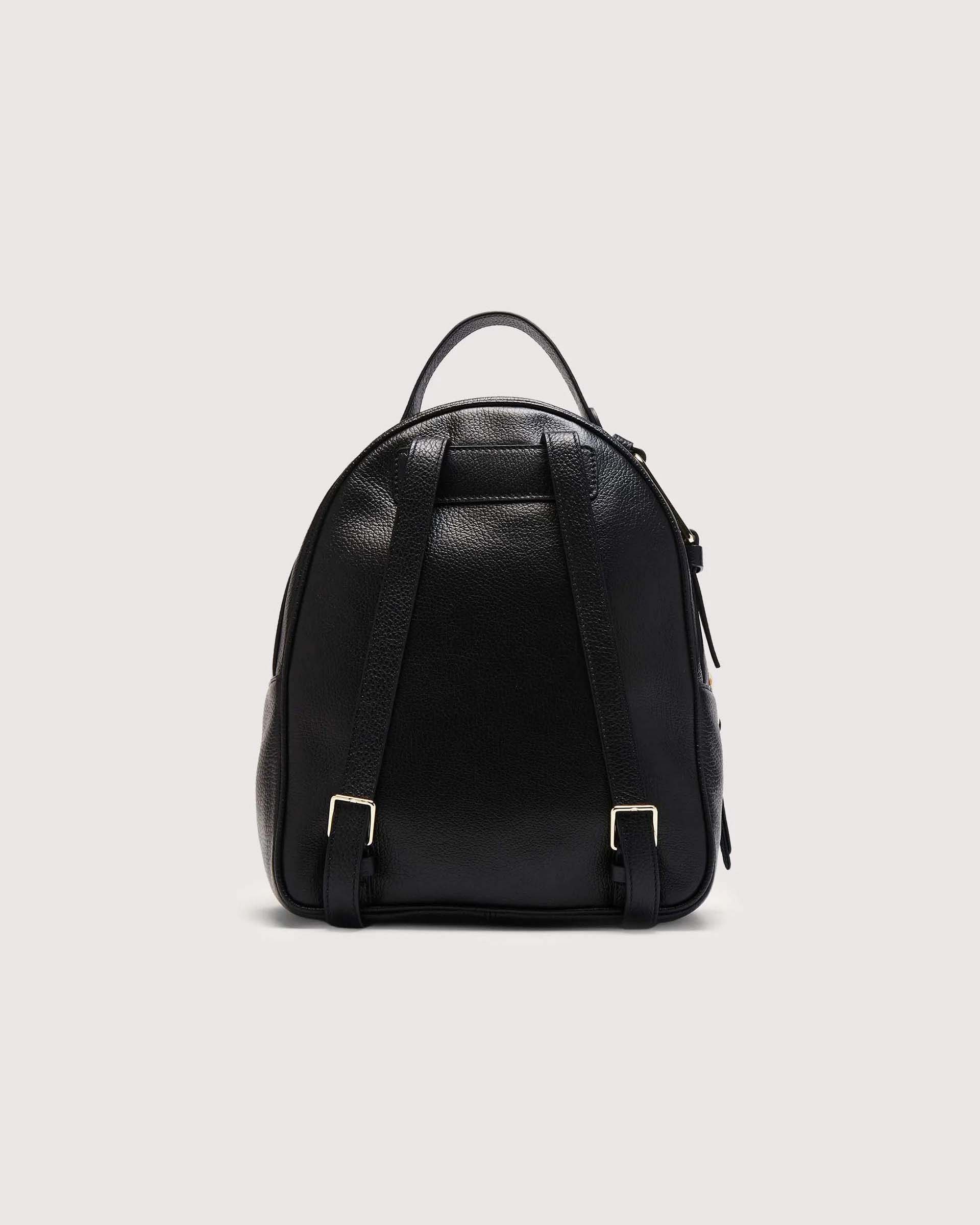 Zaino nero Coccinelle Malory Medium in pelle con tasca frontale