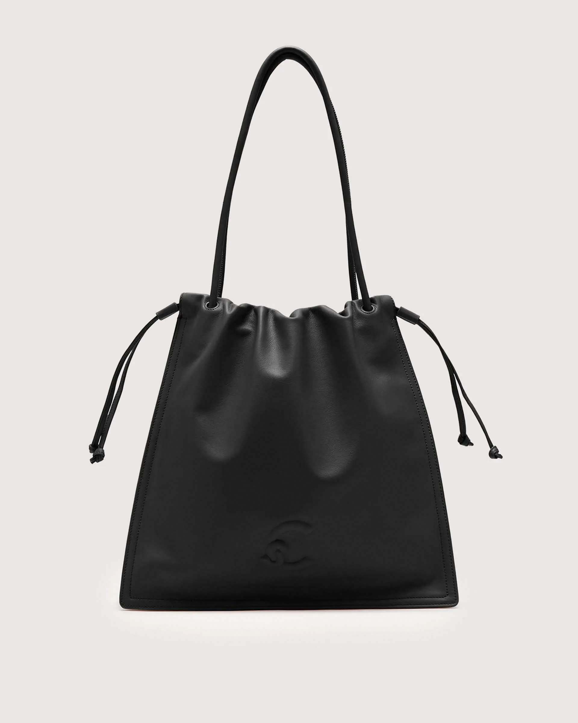 Borsa a sacca nera Coccinelle Dulse Large in pelle liscia con