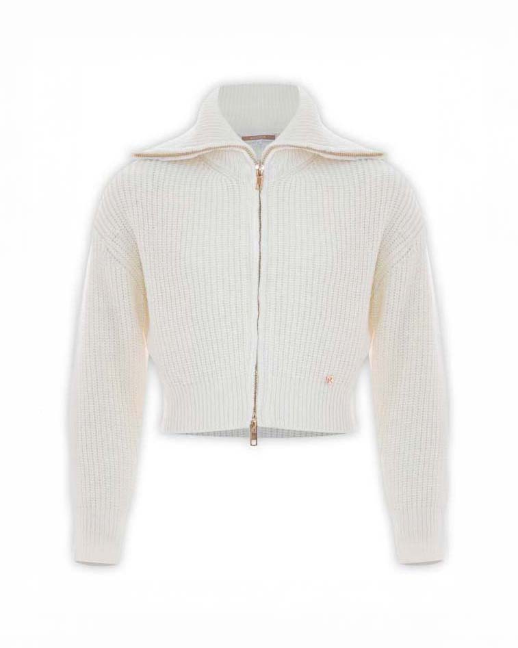 Maglia Kocca panna a collo alto con zip in misto viscosa