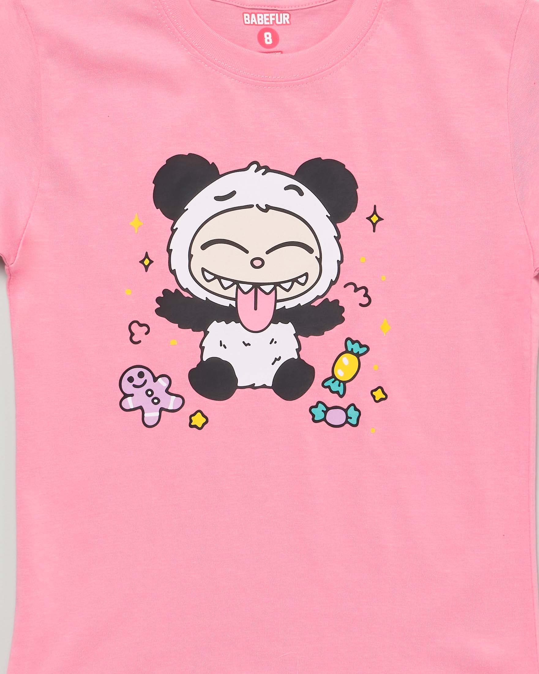 T-shirt Mousse rosa in cotone con stampa Labubu panda image
