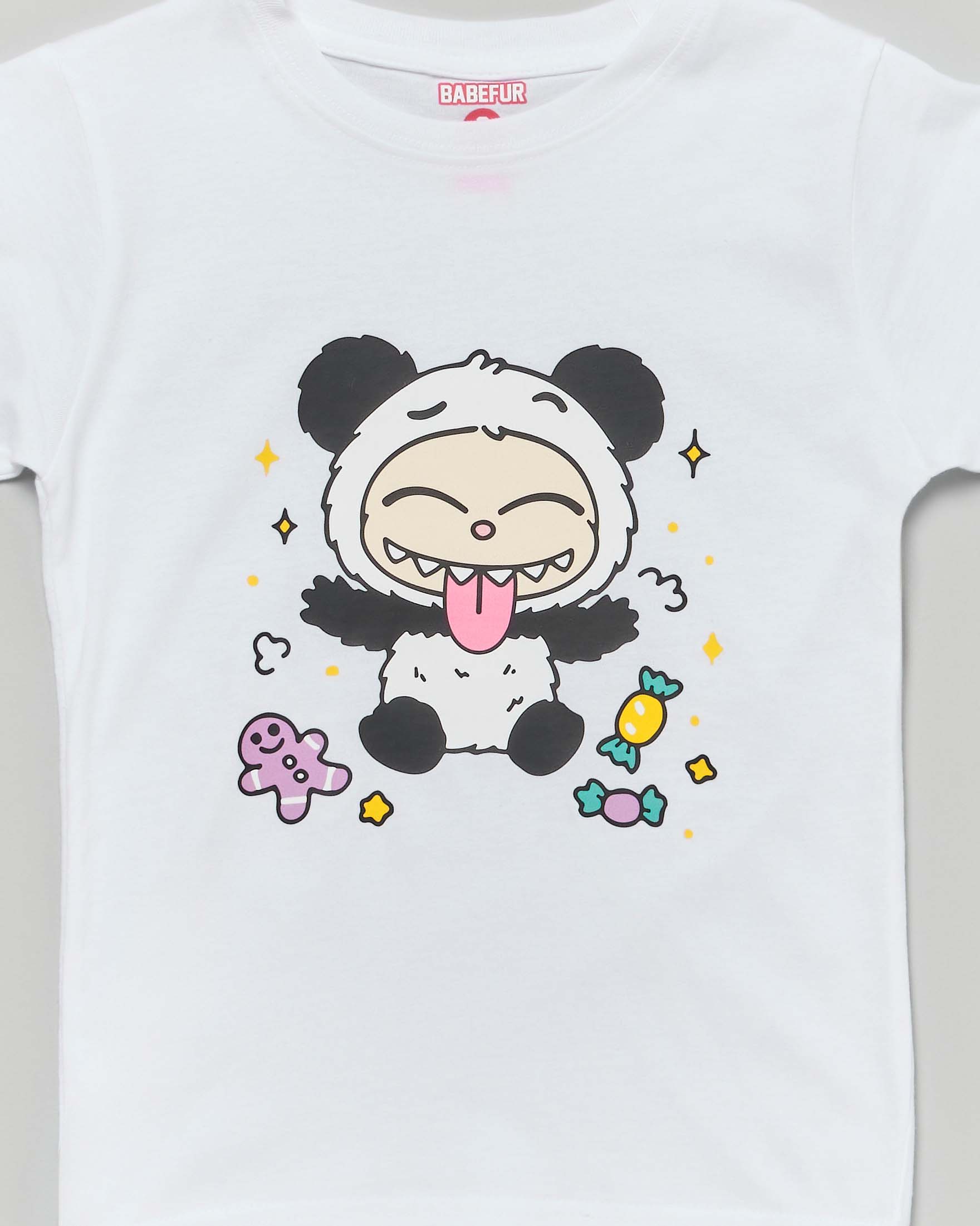 T-shirt Mousse bianca in cotone con stampa Labubu panda image
