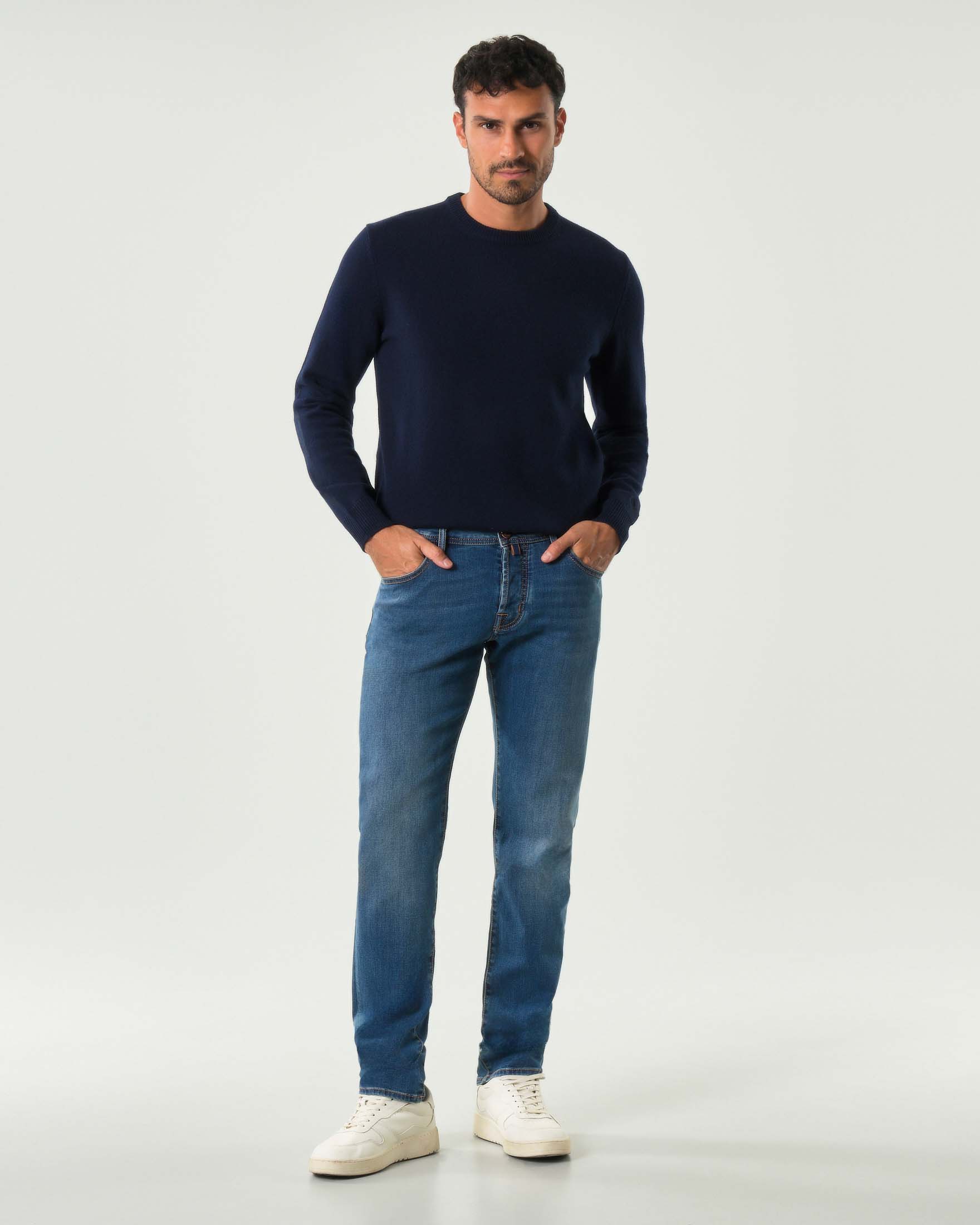 Jeans Jacob Cohen Nick slim-fit in cotone stretch lavaggio medio stone washed con baffature