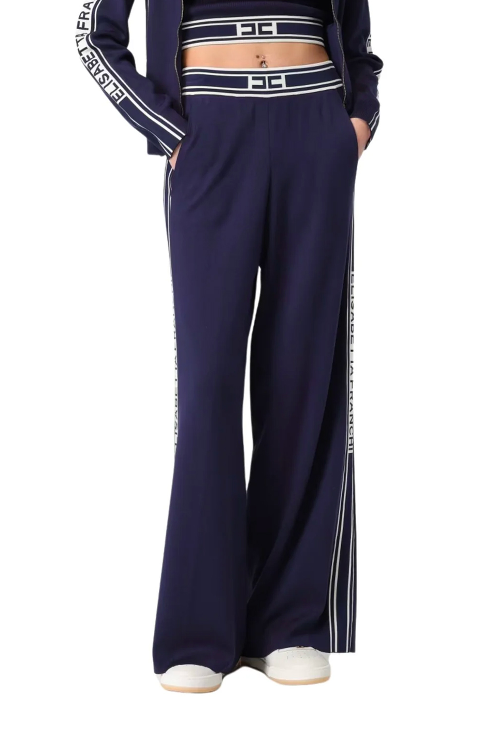 Pantalone in Viscosa con Bande a Contrasto