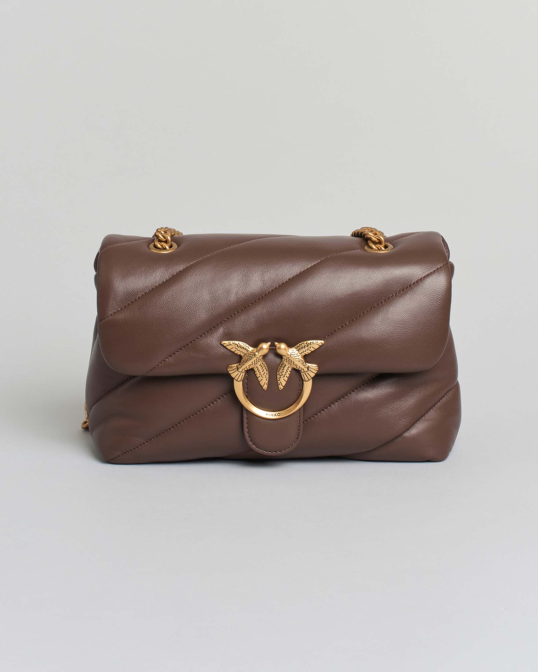 Classic Love Bag Puff Maxi Quilt Pinko marrone con fibbia Love