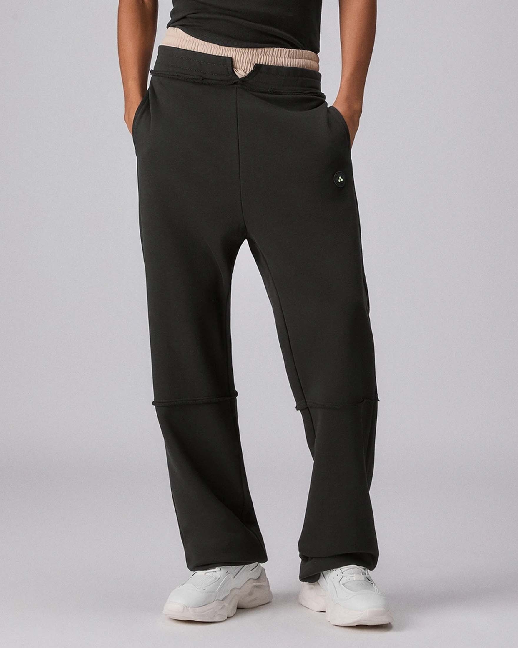 Pantalone jogger Monti Bmat nero in felpa di cotone con vita doppia image