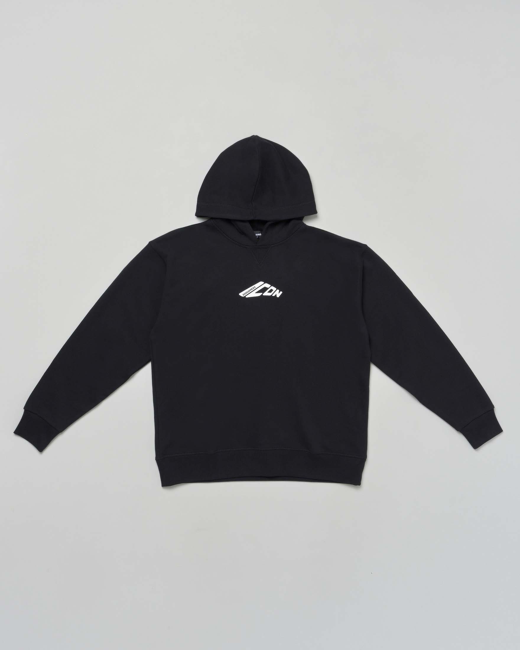 Felpa Dsquared2 nera con cappuccio e mini logo icon