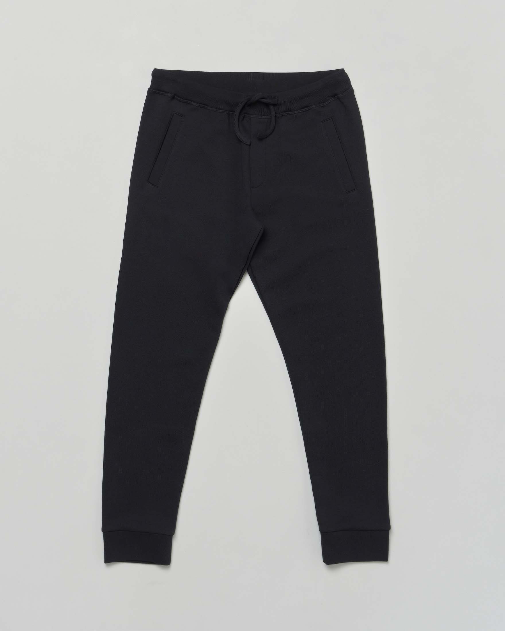 Jogger Dsquared2 nero in puro cotone garzato con coulisse e logo icon bianco
