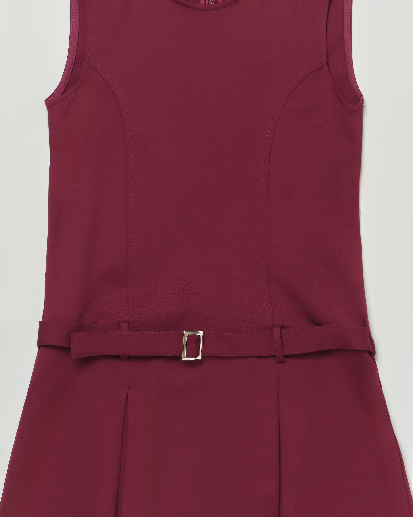 Abito Kocca bordeaux smanicato con cintura in viscosa stretch image