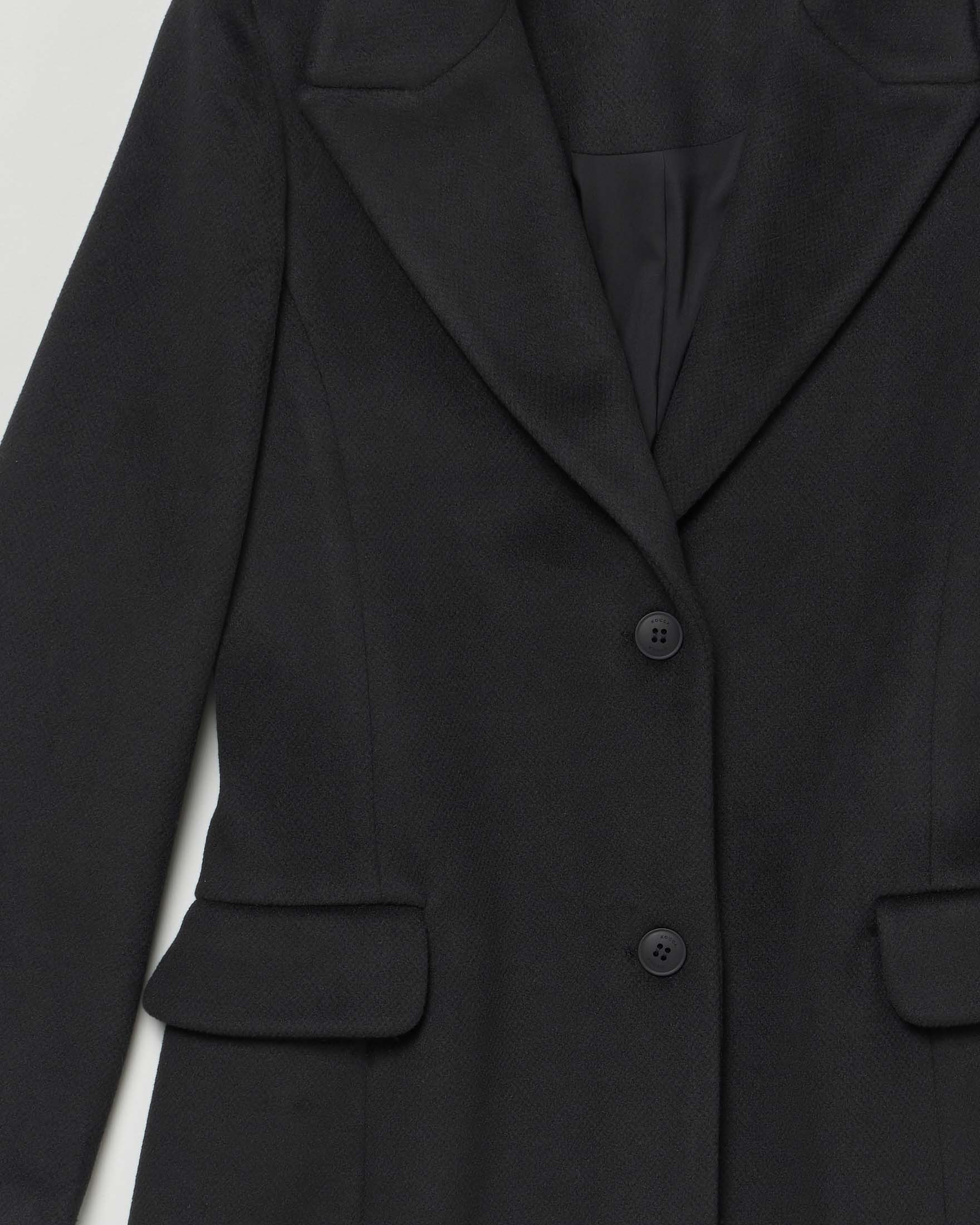 Cappotto Kocca nero in tessuto velour con scollo a rever image