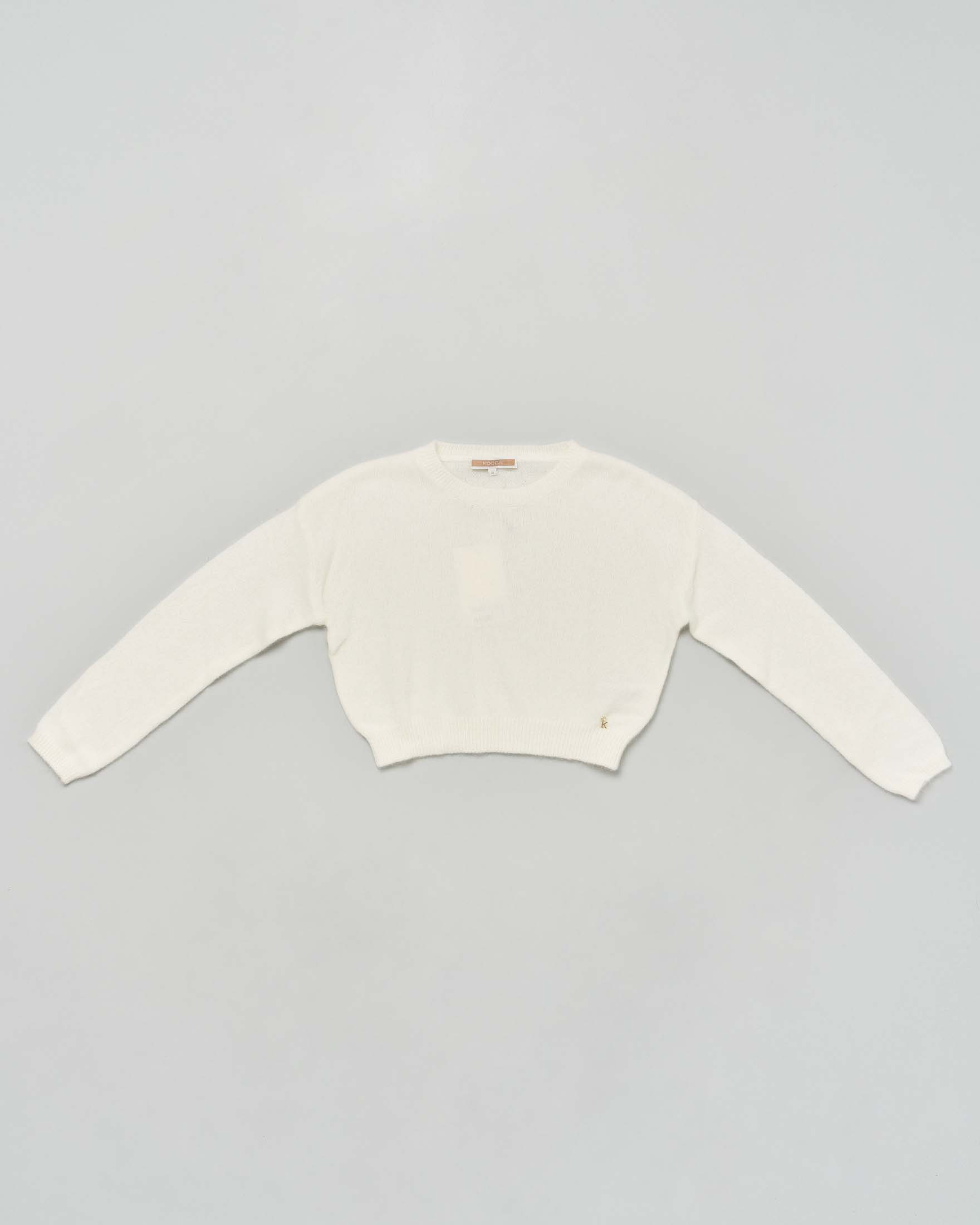 Maglioncino Kocca bianco latte cropped in misto lana