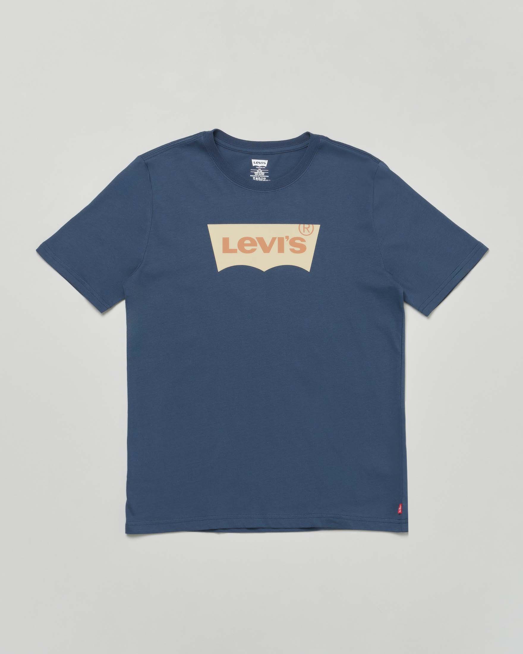 T-shirt Levi's blu jeans a maniche corte con logo batwing beige