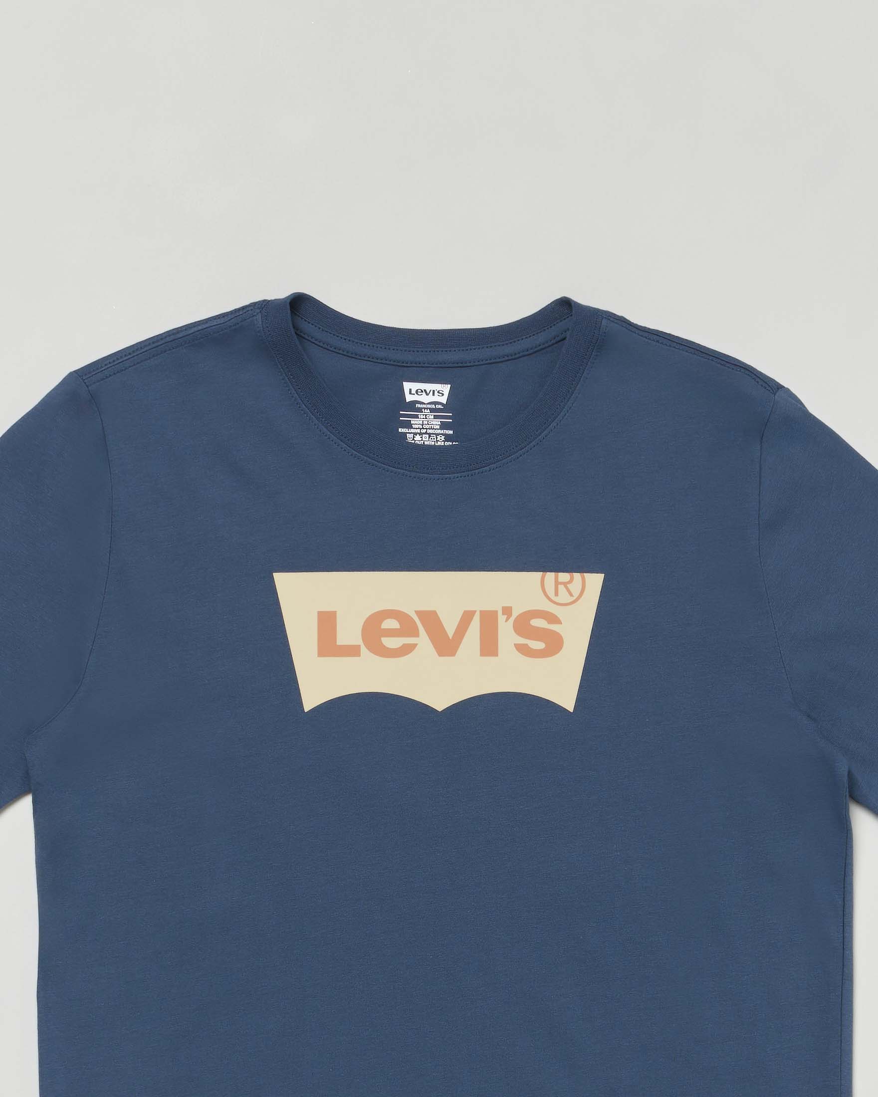 T-shirt Levi's blu jeans a maniche corte con logo batwing beige image