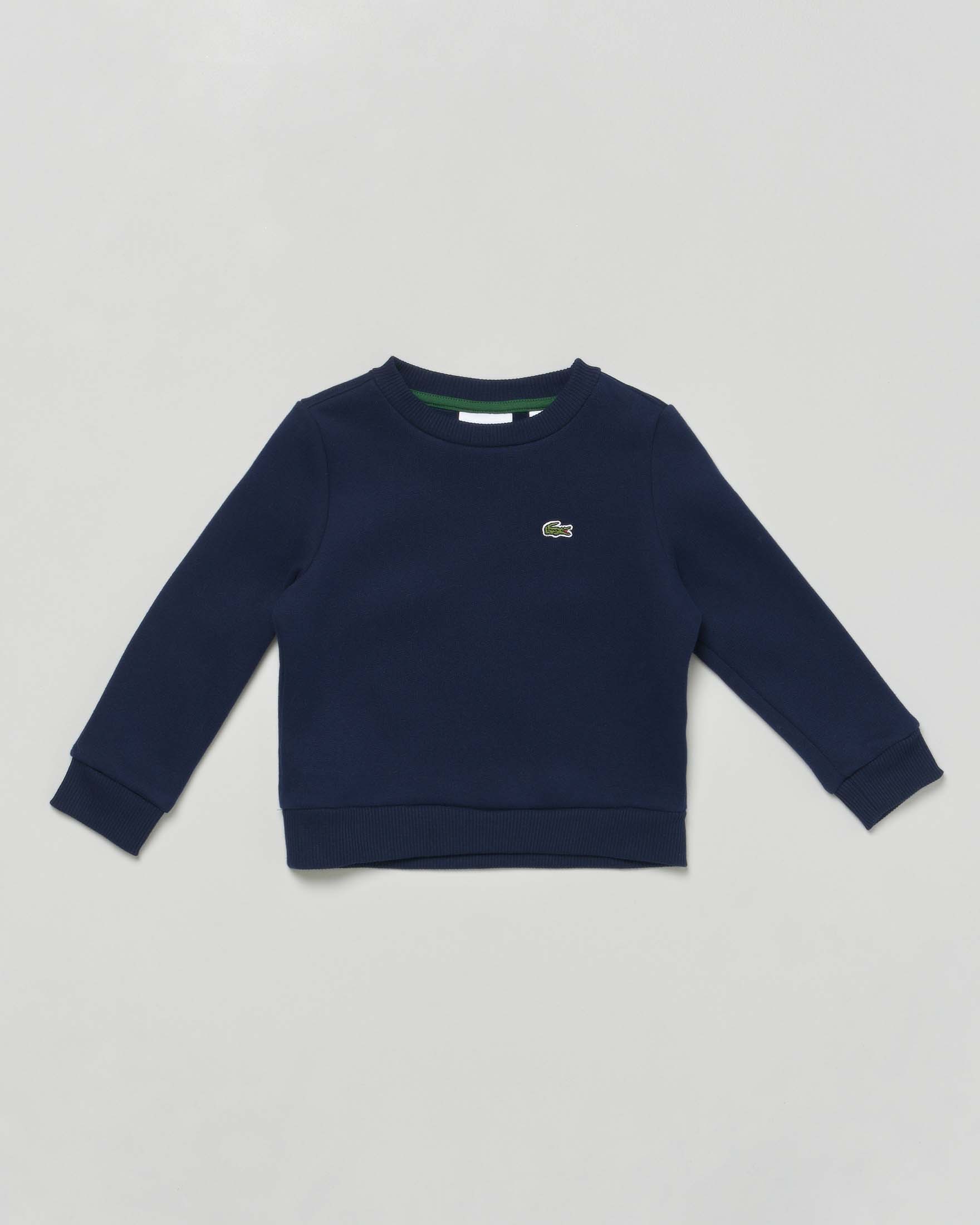 Felpa Lacoste blu in cotone felpato girocollo con logo icon