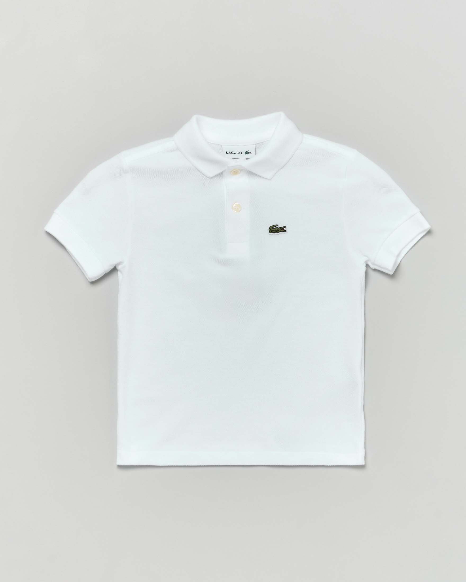 Polo Lacoste bianca piqué di puro cotone