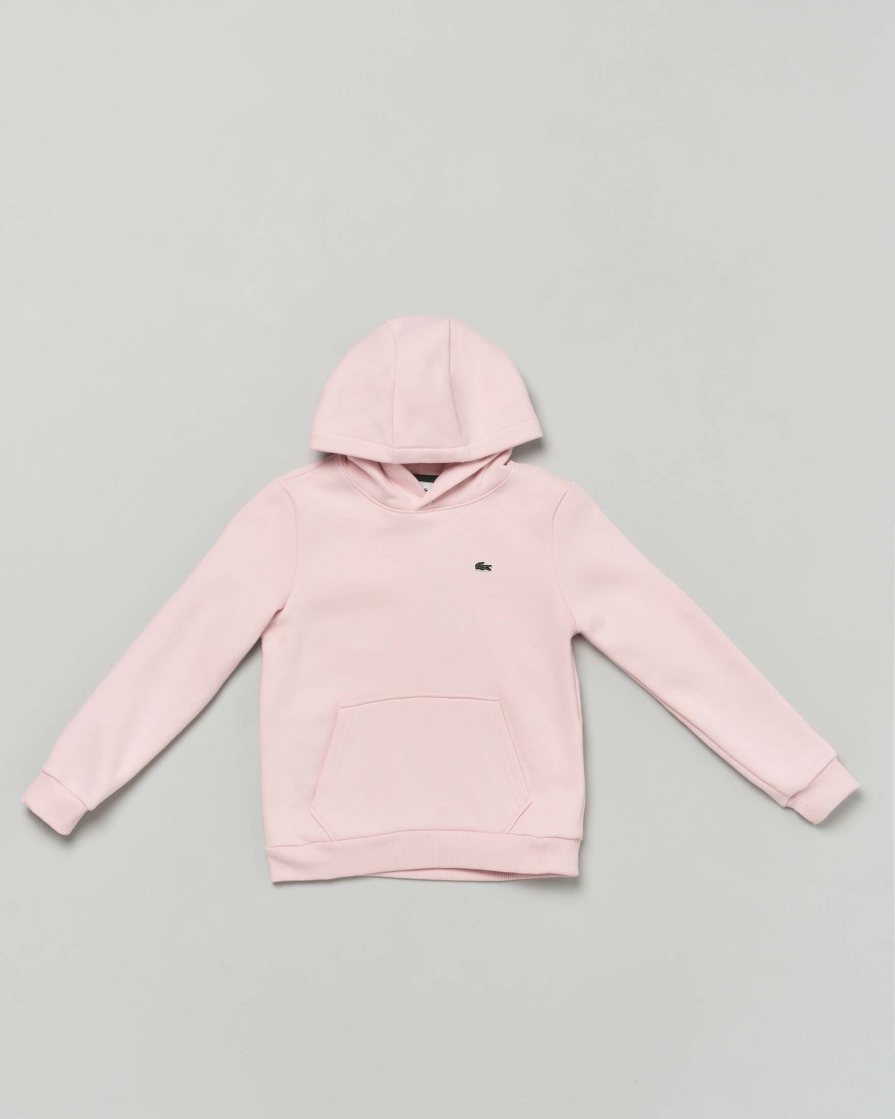 Felpa Lacoste rosa con cappuccio e mini logo icon