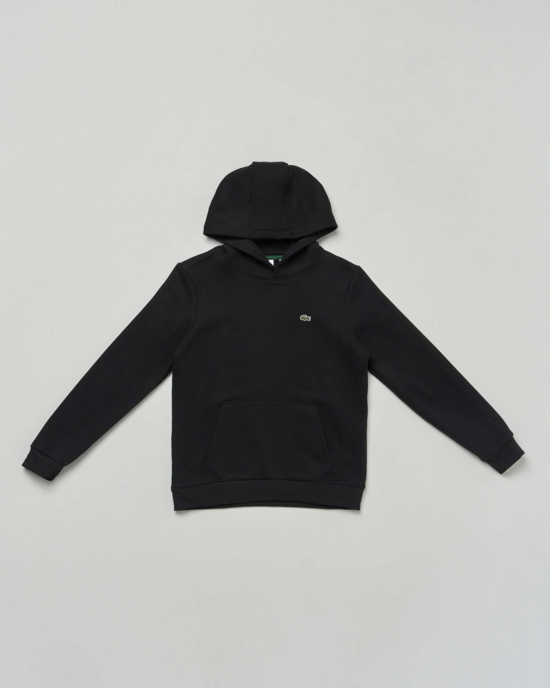 Felpa Lacoste nera con cappuccio e mini logo icon