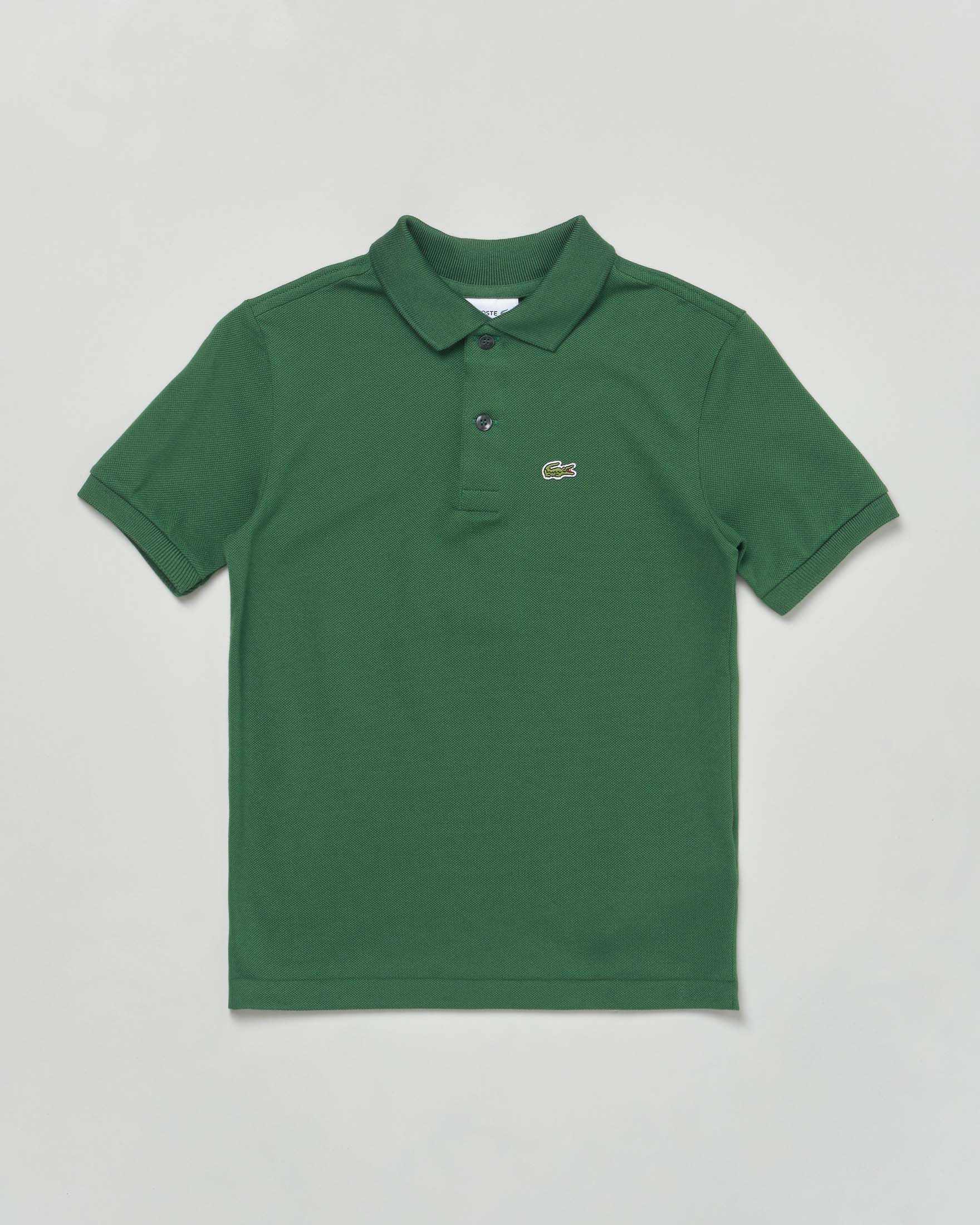 Polo Lacoste verde piqué di puro cotone