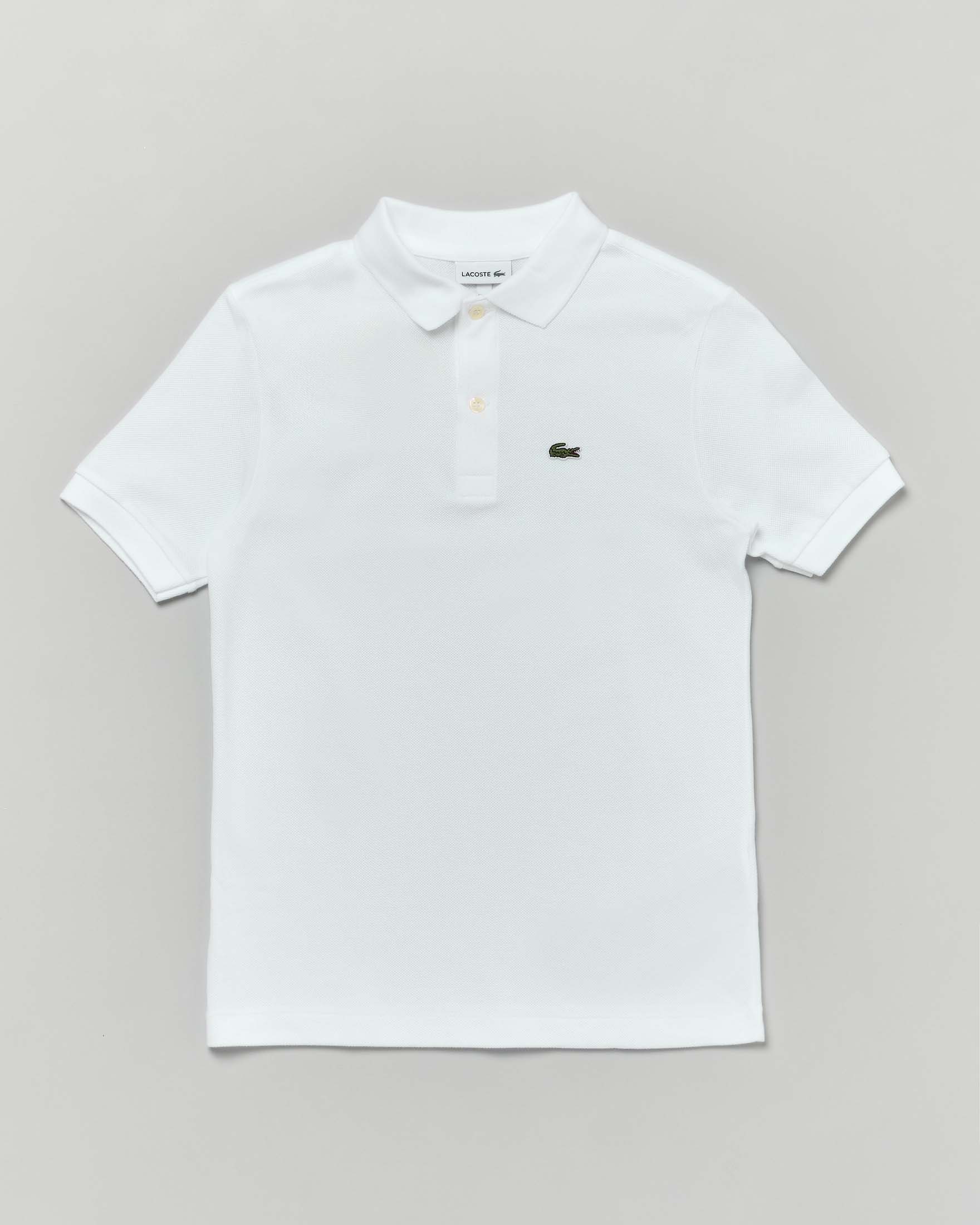 Polo Lacoste bianca piqué di puro cotone