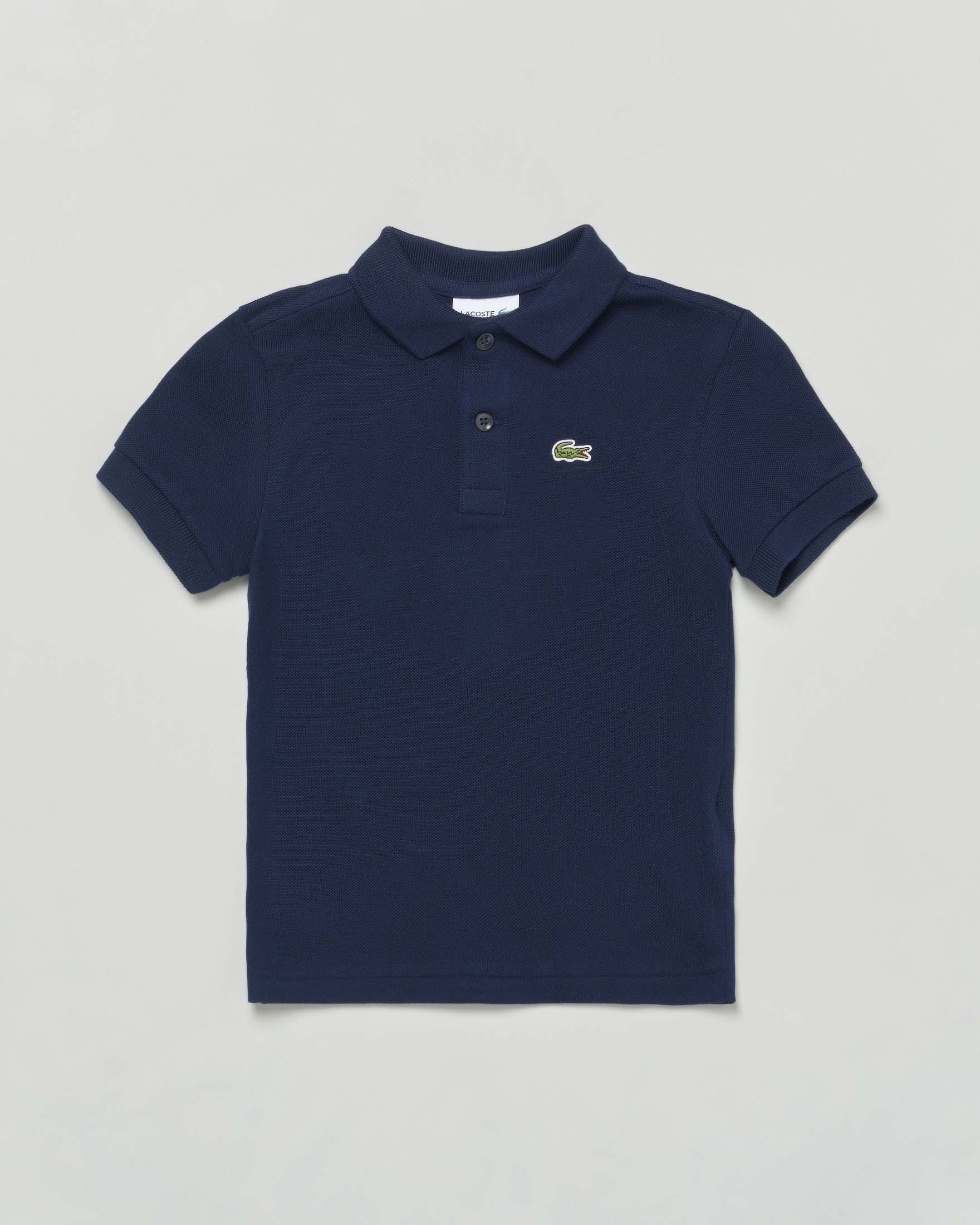 Polo blu in piqué di puro cotone